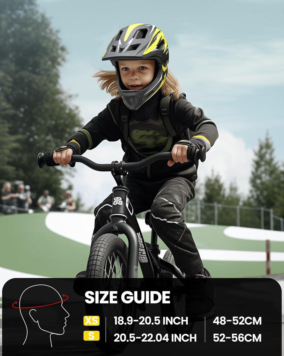 imageOutdoorMaster Kids Bike Helmet Full Face Helmet for Kids Adjustable Detachable and Lightweight for MultiSport from Toddler to YouthYellow