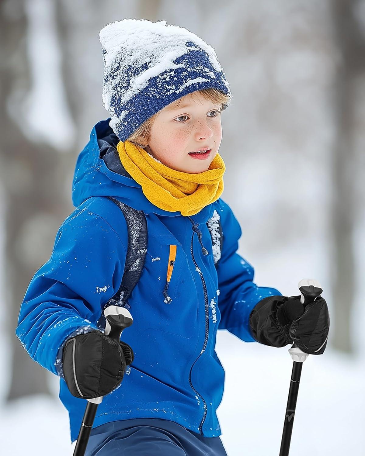 imageOutdoorMaster Kids Ski Mittens Ski Winter Waterproof Thermal Snow Gloves for Boys ampamp Girls Skiing Snowboard Winter SportsBlack