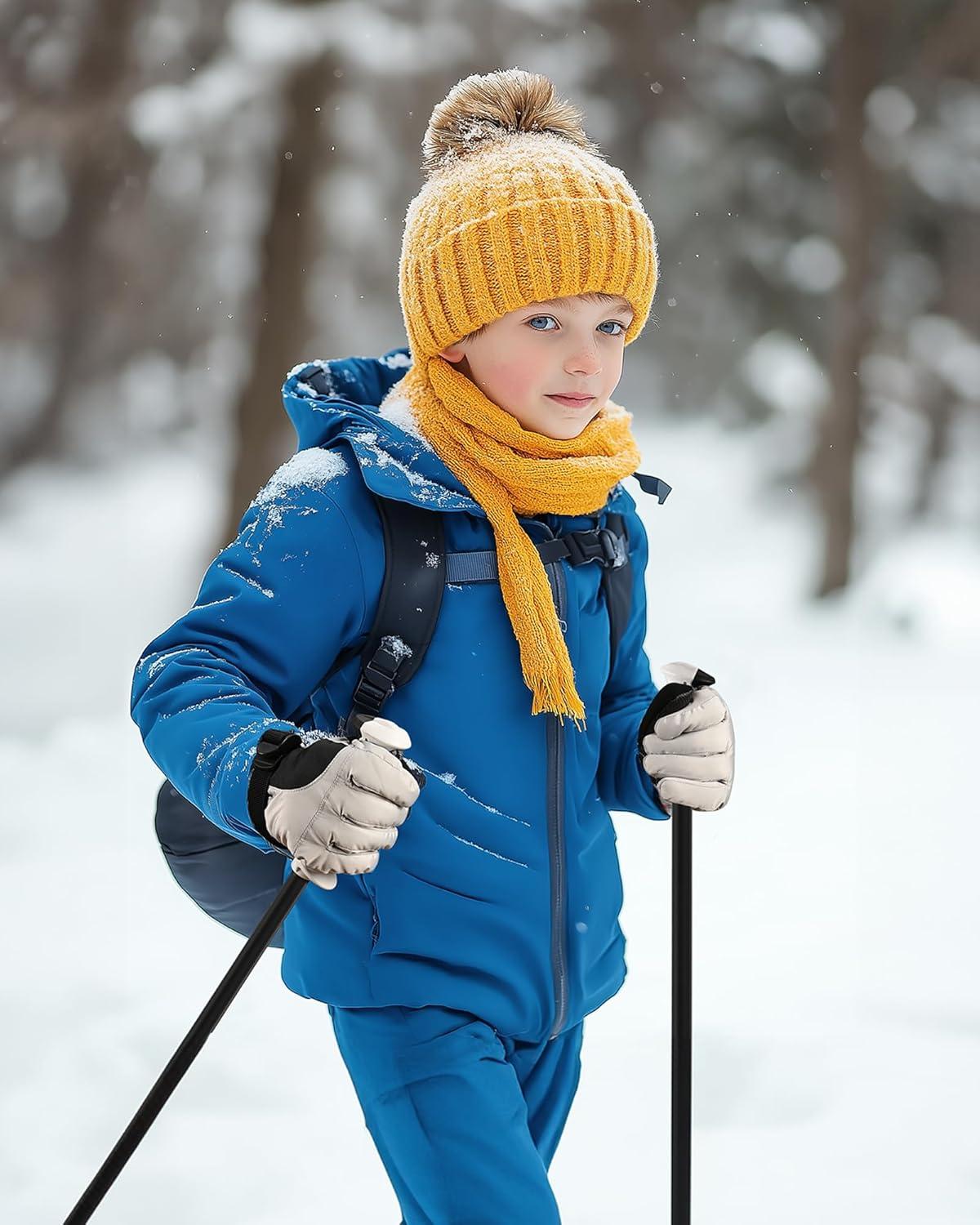 imageOutdoorMaster Kids Ski Snow Gloves 3M Thinsulate Winter Windproof Waterproof Thermal Gloves for Boys ampamp Girls Fits Youth Winter Sports Skiing SnowboardGrey
