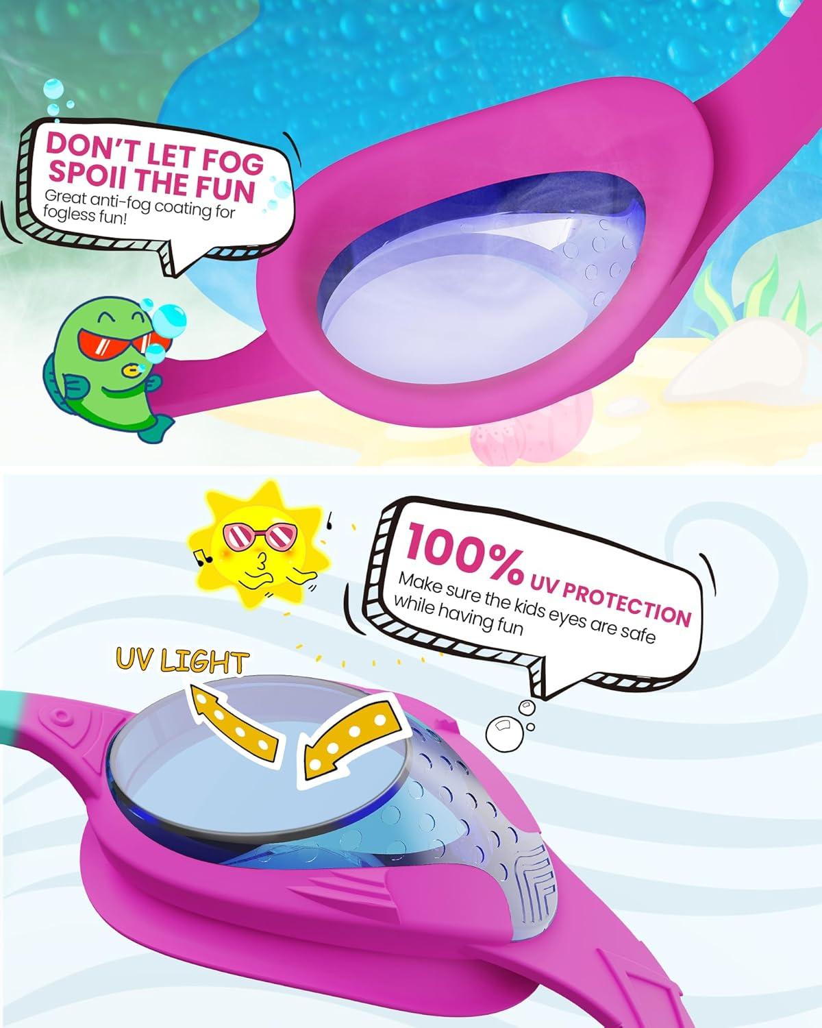imageOutdoorMaster Kids Swim Goggles 2 Pack Quick Adjustable Strap Swimming Goggles for KidsBlue Red