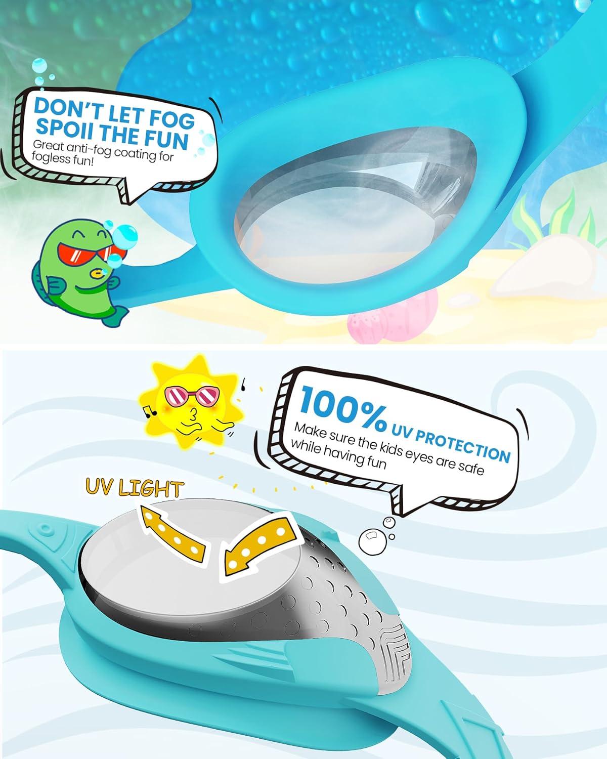 imageOutdoorMaster Kids Swim Goggles 2 Pack Quick Adjustable Strap Swimming Goggles for KidsSilver Blue