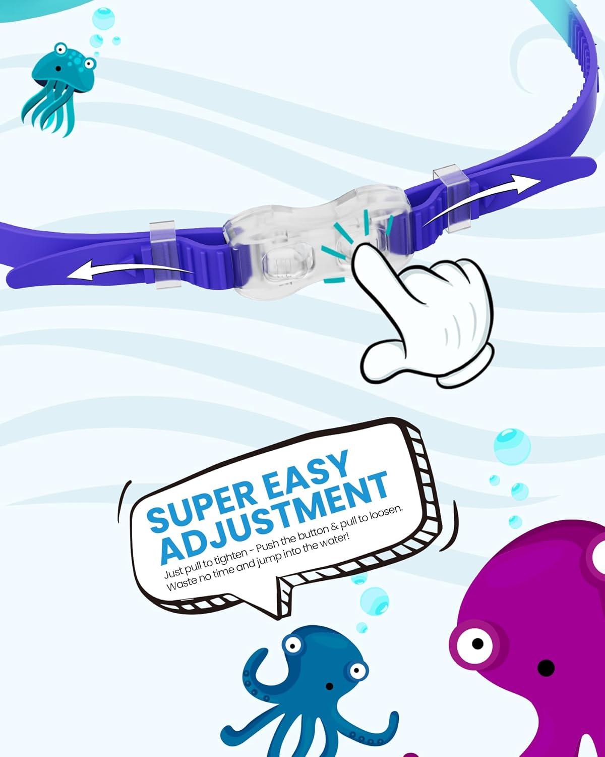 imageOutdoorMaster Kids Swim Goggles 2 Pack Quick Adjustable Strap Swimming Goggles for KidsSilver Blue