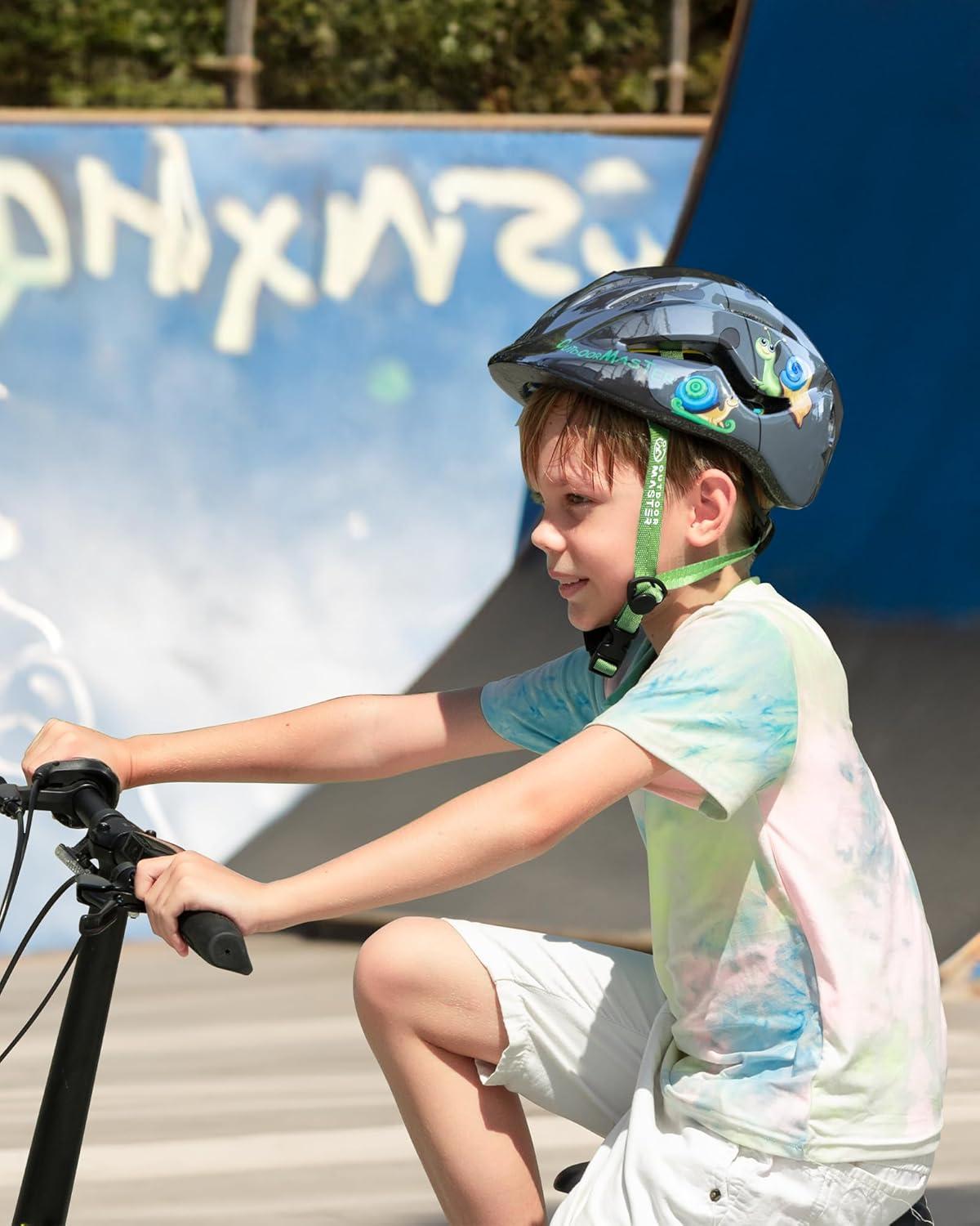 imageOutdoorMaster MIPS Kids Bike Helmet Panther Jr Toddler Helmet Adjustable Lightweight and Certified Kids Helmet MIPS Bicycle Helmet for Kids Ages 513Black Gray Snail