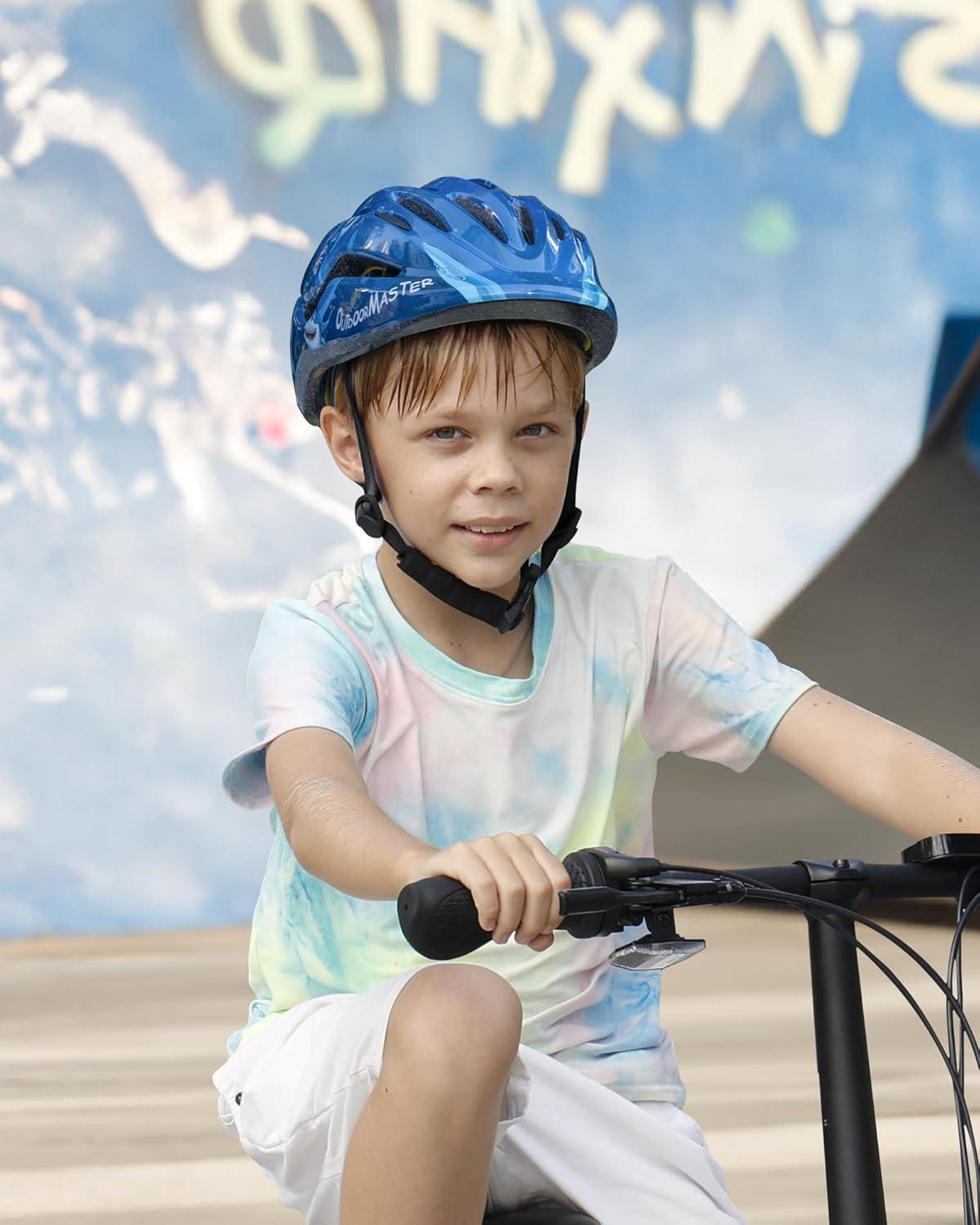 imageOutdoorMaster MIPS Kids Bike Helmet Panther Jr Toddler Helmet Adjustable Lightweight and Certified Kids Helmet MIPS Bicycle Helmet for Kids Ages 513Dark Blue Shark