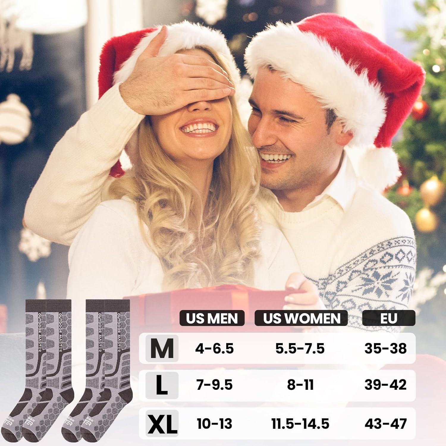 imageOutdoorMaster Merino Wool Ski Socks 23 Pairs Compression Over The Calf for Men ampamp Women Winter Snowboard Thermal SocksGray 2 Pairs