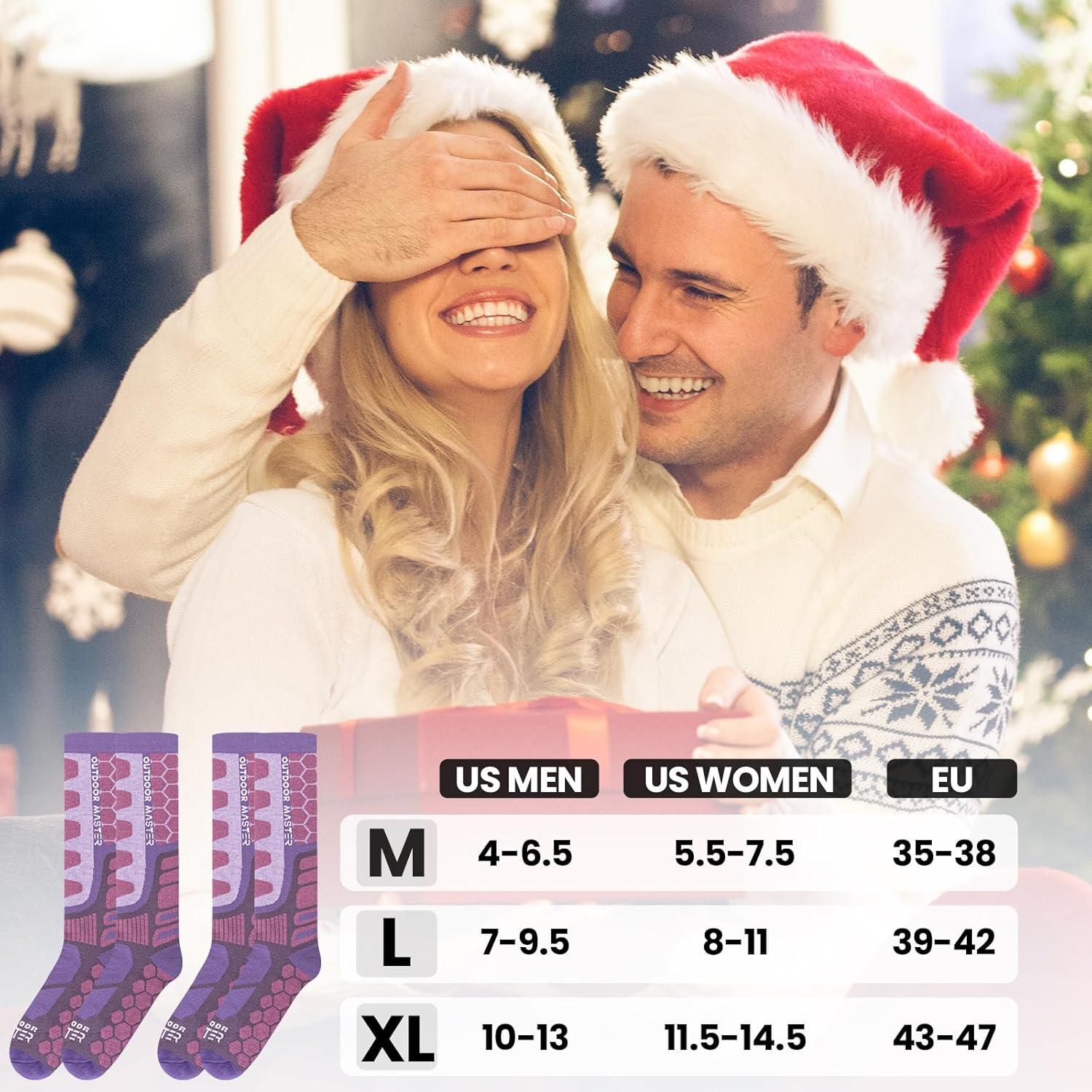 imageOutdoorMaster Merino Wool Ski Socks 23 Pairs Compression Over The Calf for Men ampamp Women Winter Snowboard Thermal SocksPurple2 Pairs