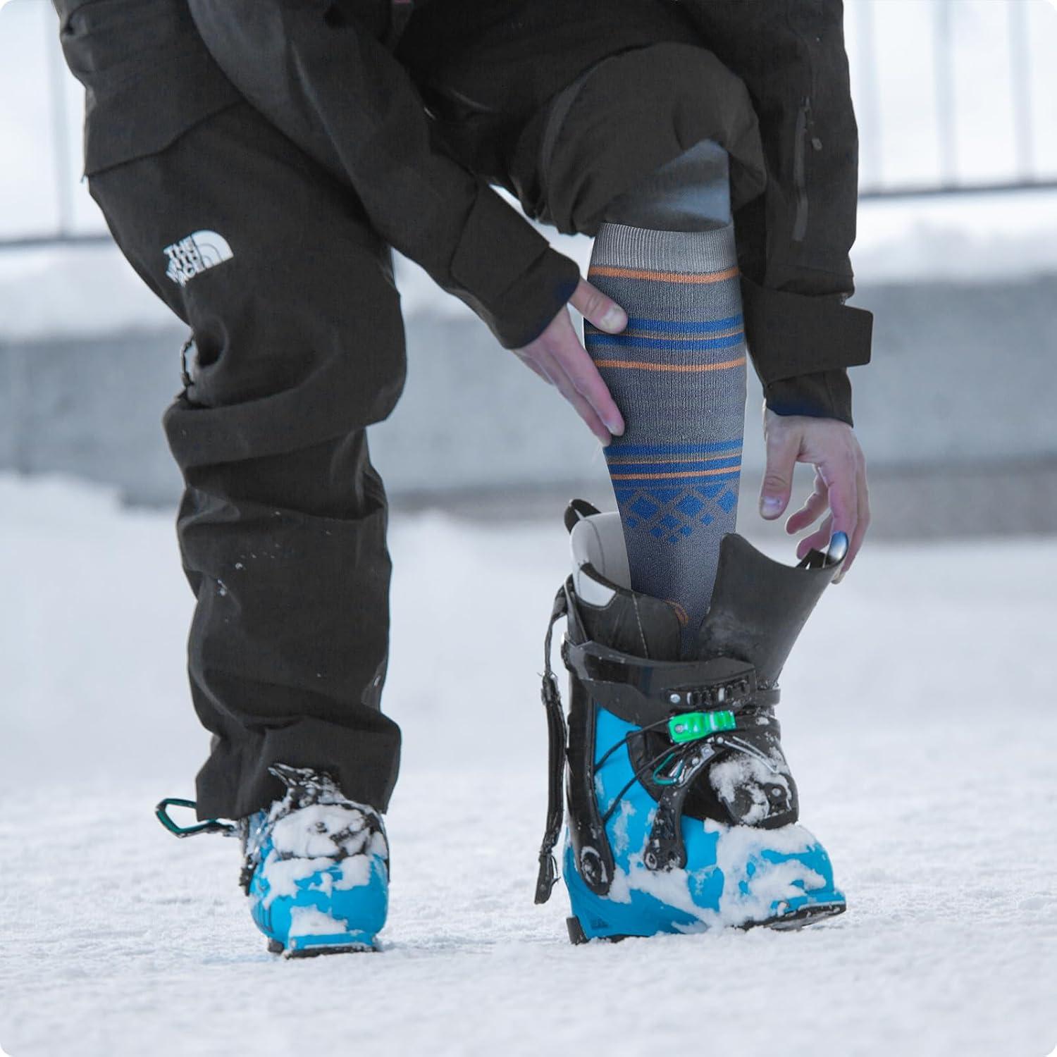 imageOutdoorMaster Merino Wool Ski Socks for Men ampamp Women Unisex Thermal Winter Warm Snowboarding Socks for Cold WeatherBlue Orange