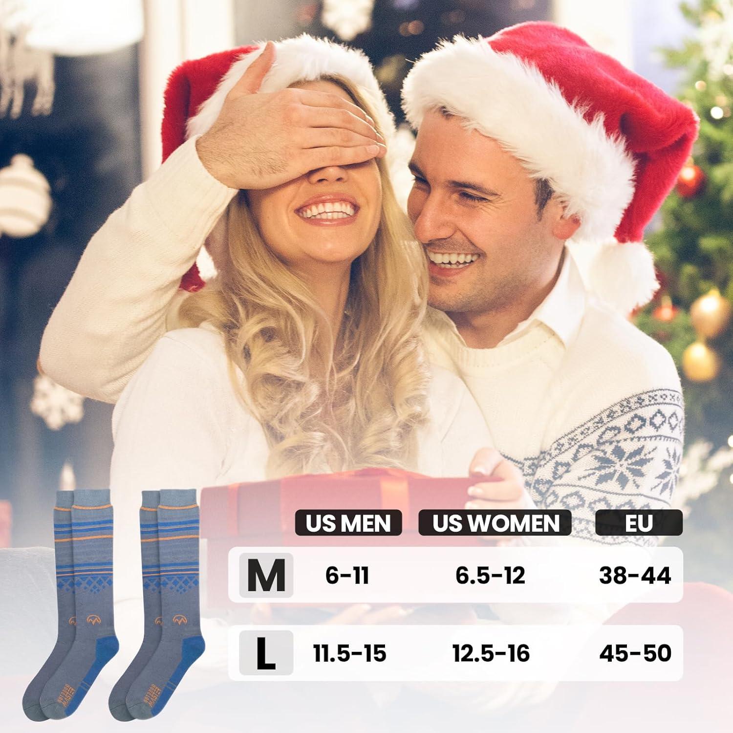 imageOutdoorMaster Merino Wool Ski Socks for Men ampamp Women Unisex Thermal Winter Warm Snowboarding Socks for Cold WeatherBlue Orange