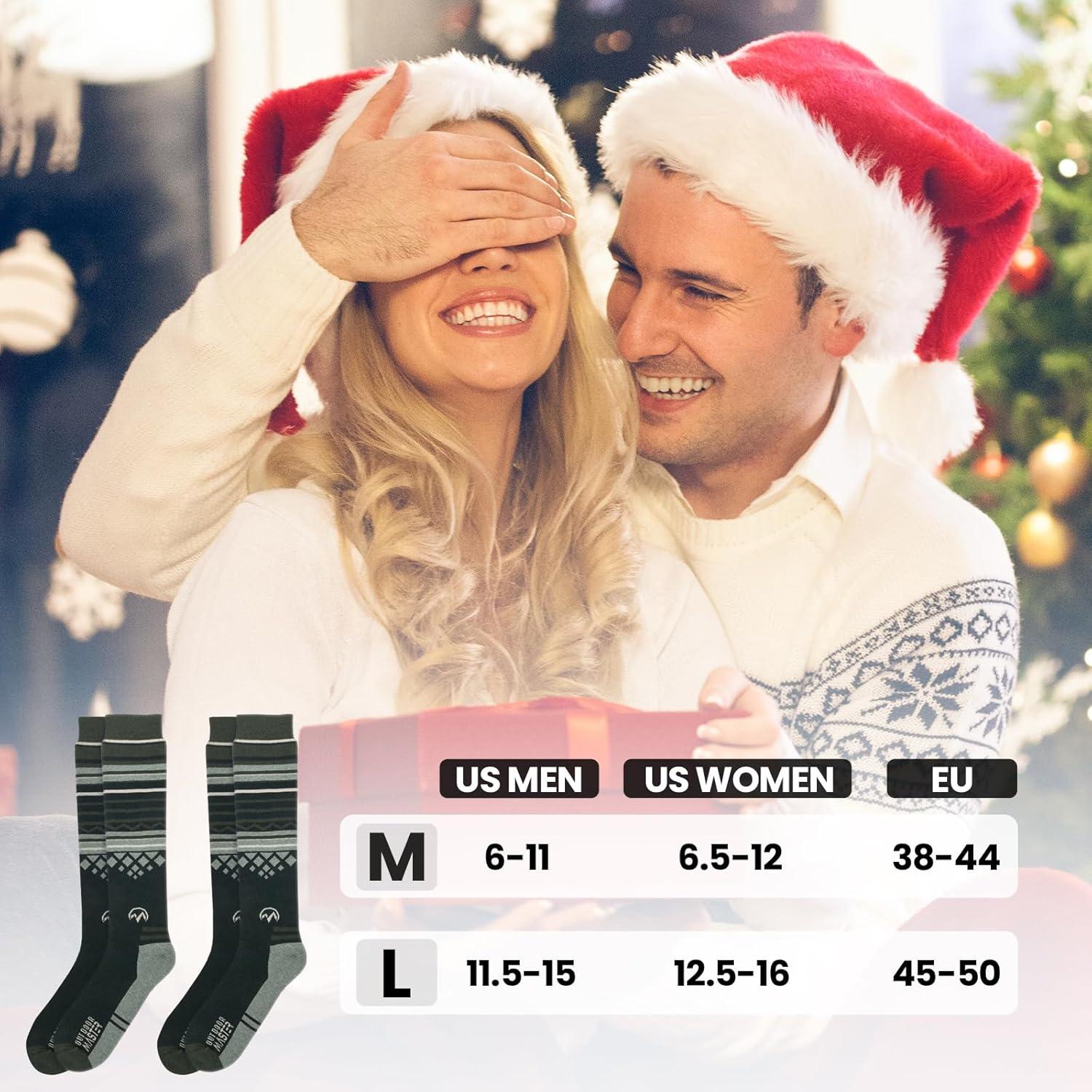 imageOutdoorMaster Merino Wool Ski Socks for Men ampamp Women Unisex Thermal Winter Warm Snowboarding Socks for Cold WeatherDark Green