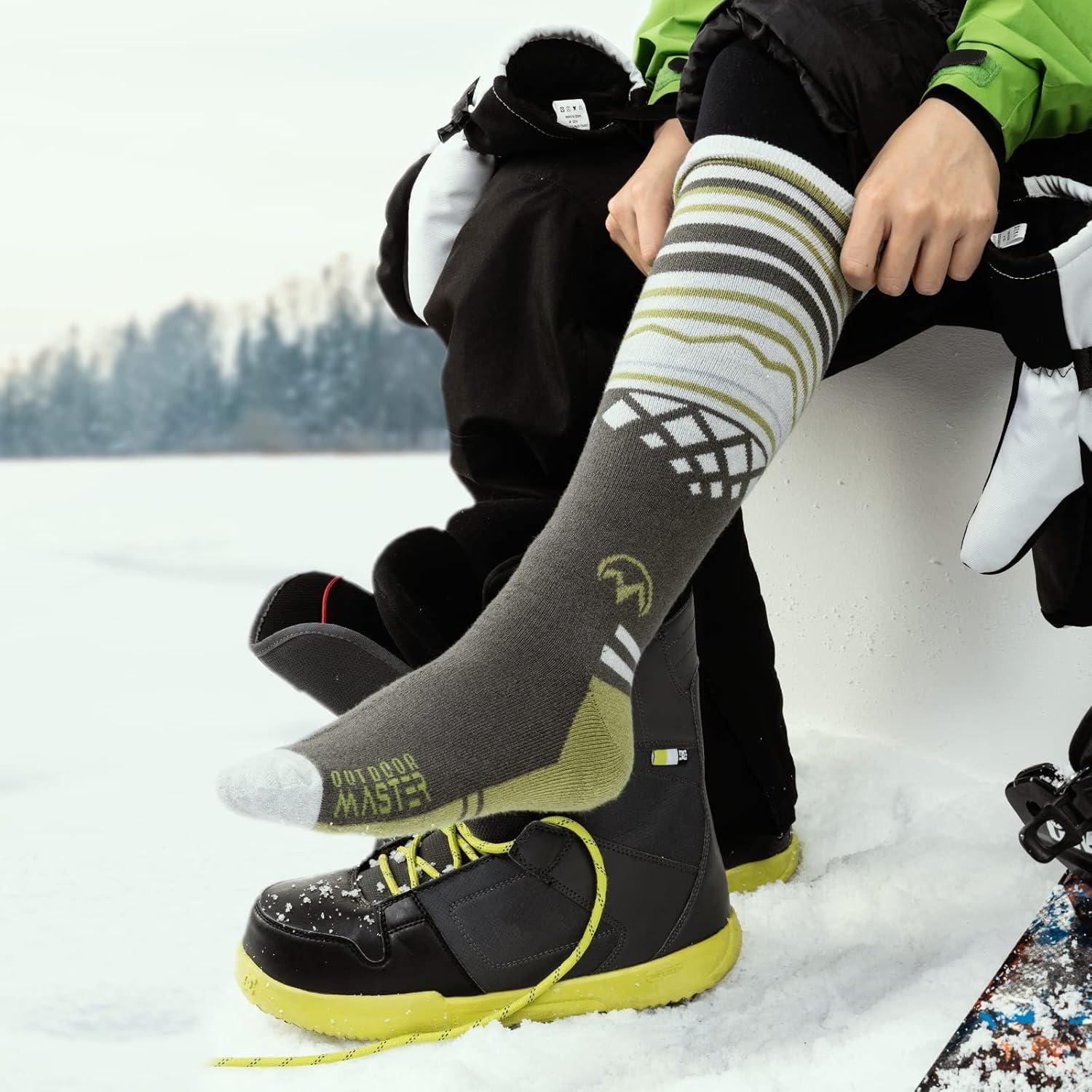 imageOutdoorMaster Merino Wool Ski Socks for Men ampamp Women Unisex Thermal Winter Warm Snowboarding Socks for Cold WeatherOlive Green