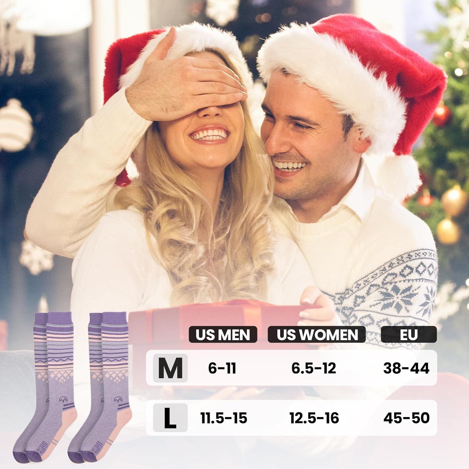 imageOutdoorMaster Merino Wool Ski Socks for Men ampamp Women Unisex Thermal Winter Warm Snowboarding Socks for Cold WeatherPurple Pink