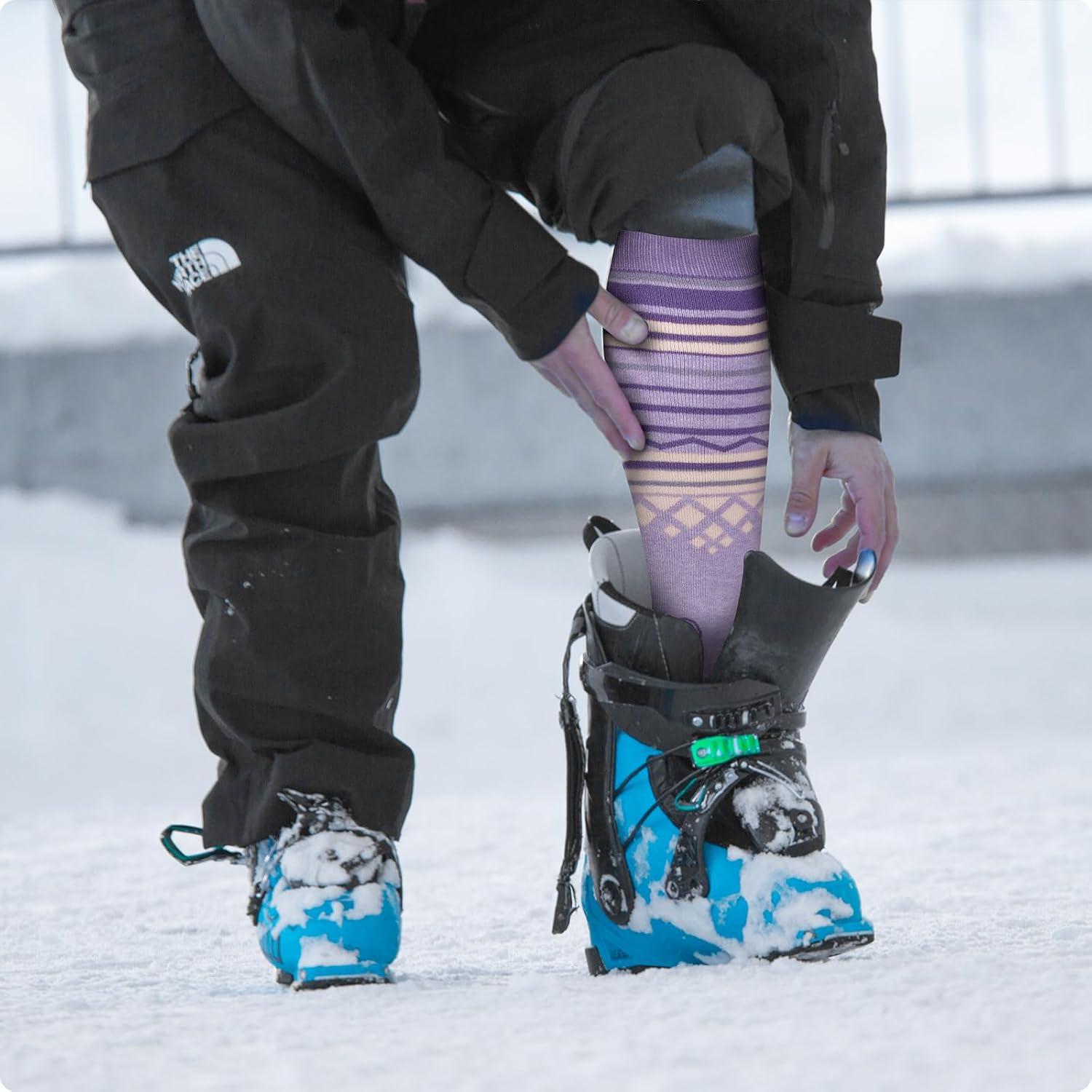 imageOutdoorMaster Merino Wool Ski Socks for Men ampamp Women Unisex Thermal Winter Warm Snowboarding Socks for Cold WeatherPurple Pink