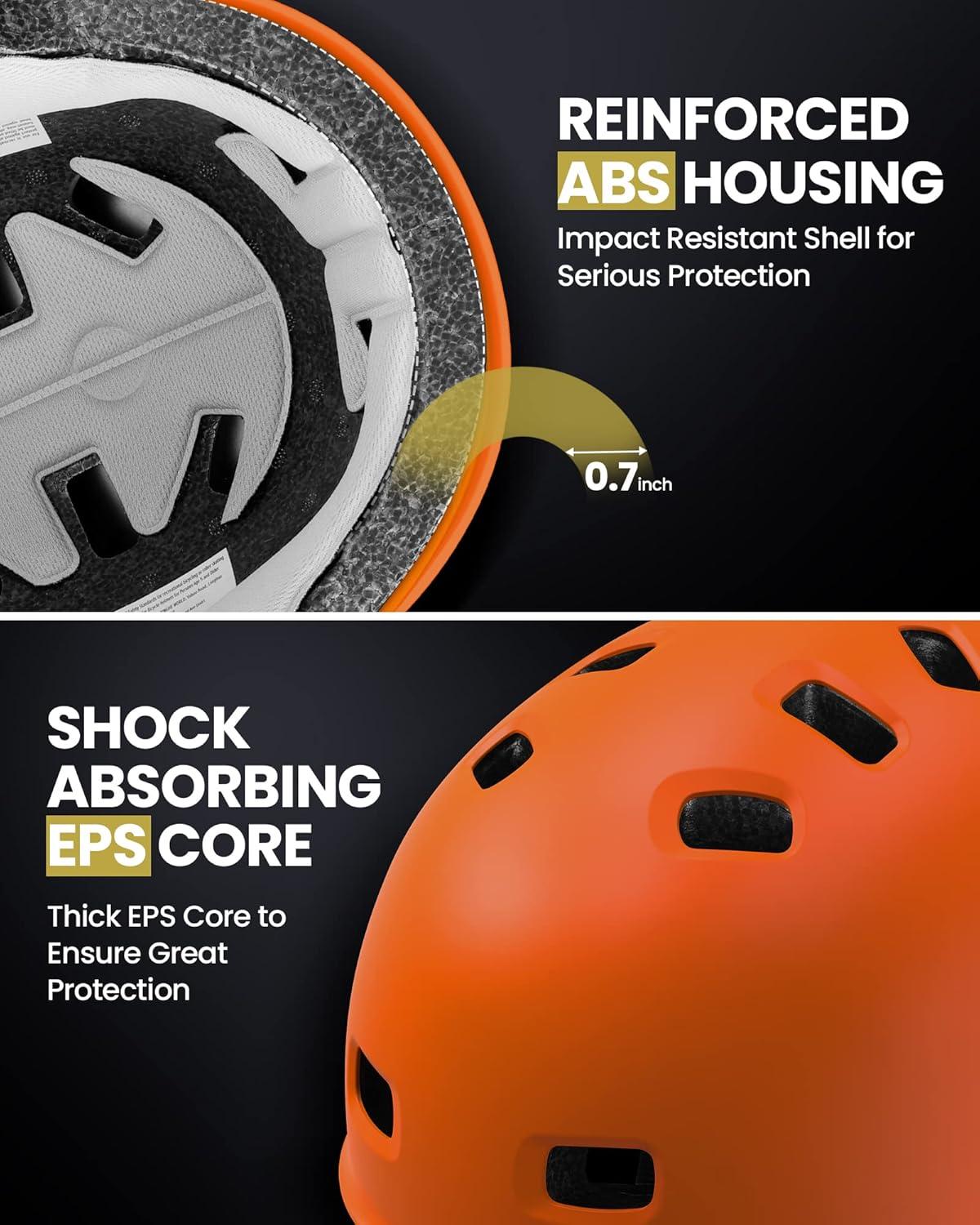 imageOutdoorMaster Skateboard Cycling Helmet Two Removable Liners Ventilation MultiSport Scooter Roller Skate Inline Skating Rollerblading for Kids Youth ampamp AdultsOrange