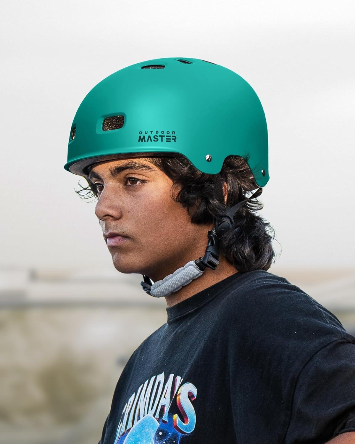 imageOutdoorMaster Skateboard Cycling Helmet Two Removable Liners Ventilation MultiSport Scooter Roller Skate Inline Skating Rollerblading for Kids Youth ampamp AdultsSea Green