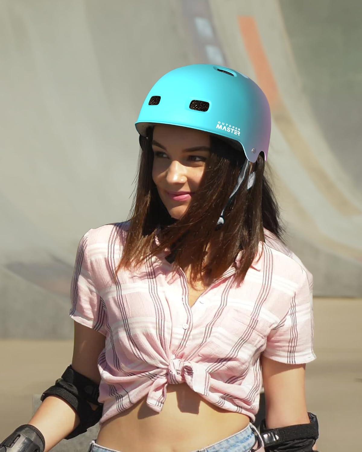imageOutdoorMaster Skateboard Cycling Helmet Two Removable Liners Ventilation MultiSport Scooter Roller Skate Inline Skating Rollerblading for Kids Youth ampamp AdultsFuschia Teal