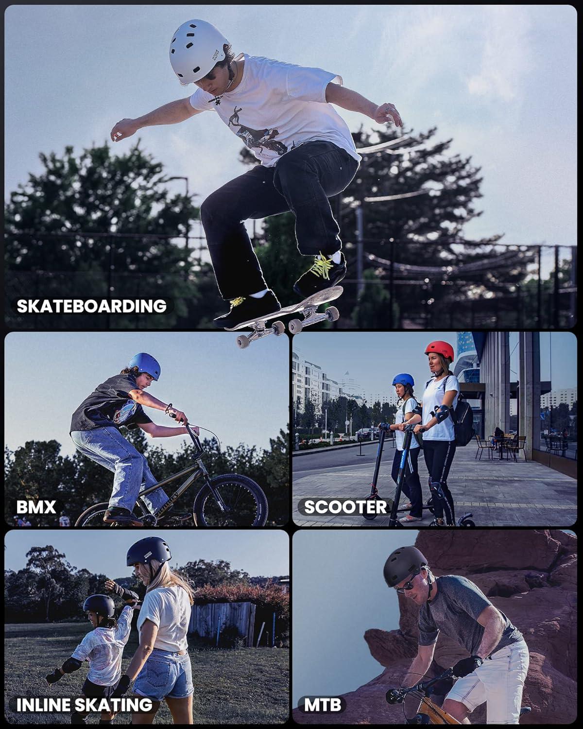imageOutdoorMaster Skateboard Cycling Helmet Two Removable Liners Ventilation MultiSport Scooter Roller Skate Inline Skating Rollerblading for Kids Youth ampamp AdultsOrange
