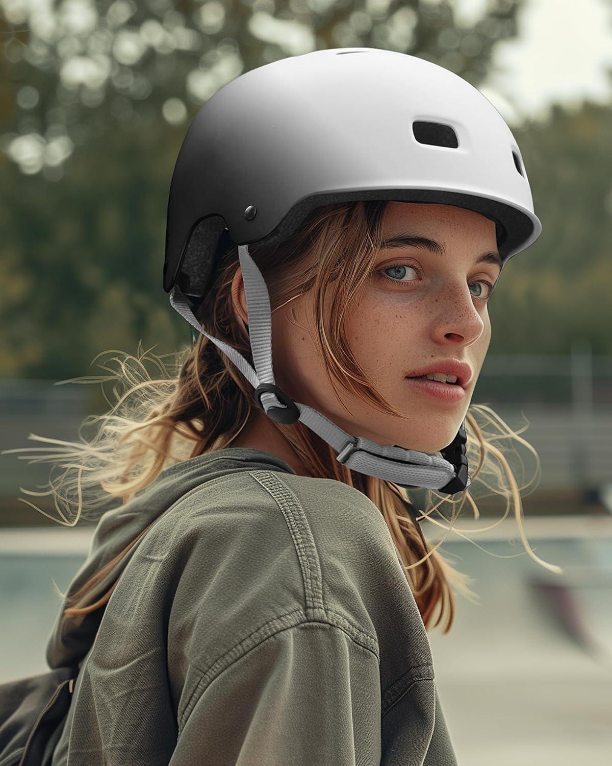 imageOutdoorMaster Skateboard Cycling Helmet Two Removable Liners Ventilation MultiSport Scooter Roller Skate Inline Skating Rollerblading for Kids Youth ampamp AdultsWhite Black Gradient