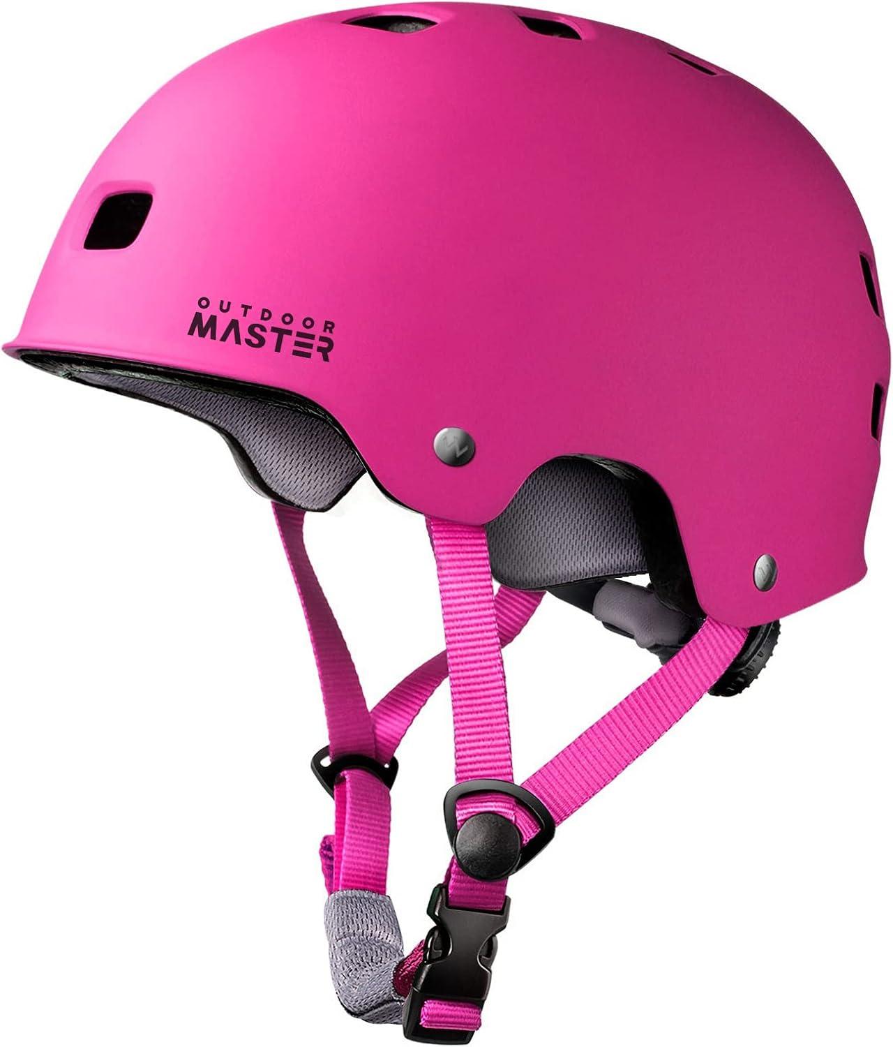 imageOutdoorMaster Skateboard Cycling Helmet Two Removable Liners Ventilation MultiSport Scooter Roller Skate Inline Skating Rollerblading for Kids Youth ampamp AdultsPink