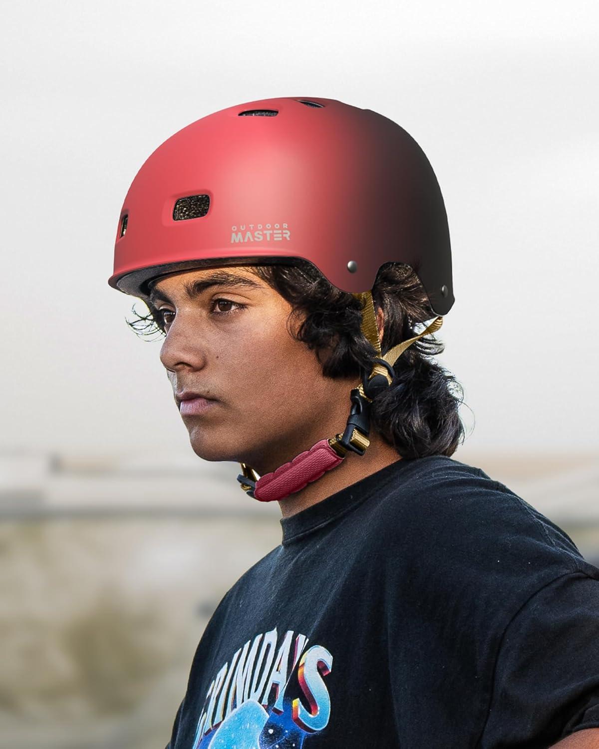 imageOutdoorMaster Skateboard Cycling Helmet Two Removable Liners Ventilation MultiSport Scooter Roller Skate Inline Skating Rollerblading for Kids Youth ampamp AdultsBlack Red Gradient