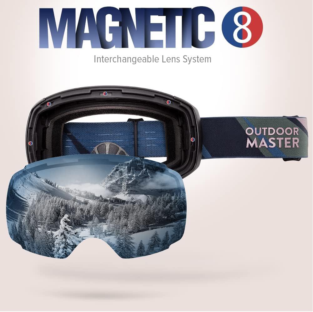 imageOutdoorMaster Ski Goggles Horizon Snowboard Goggles with Ultra View Frameless Interchangeable Magnetic Lens