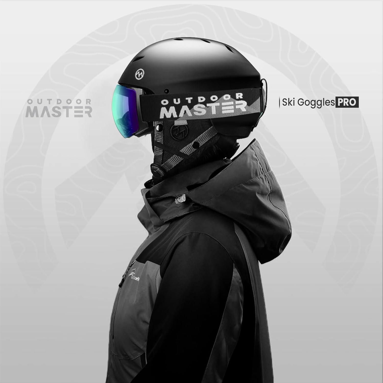 imageOutdoorMaster Ski Goggles PRO Frameless Interchangeable Lens 100 UV400 Protection Snow Goggles for Men ampamp WomenBlackframe Revogreenlens Vlt32