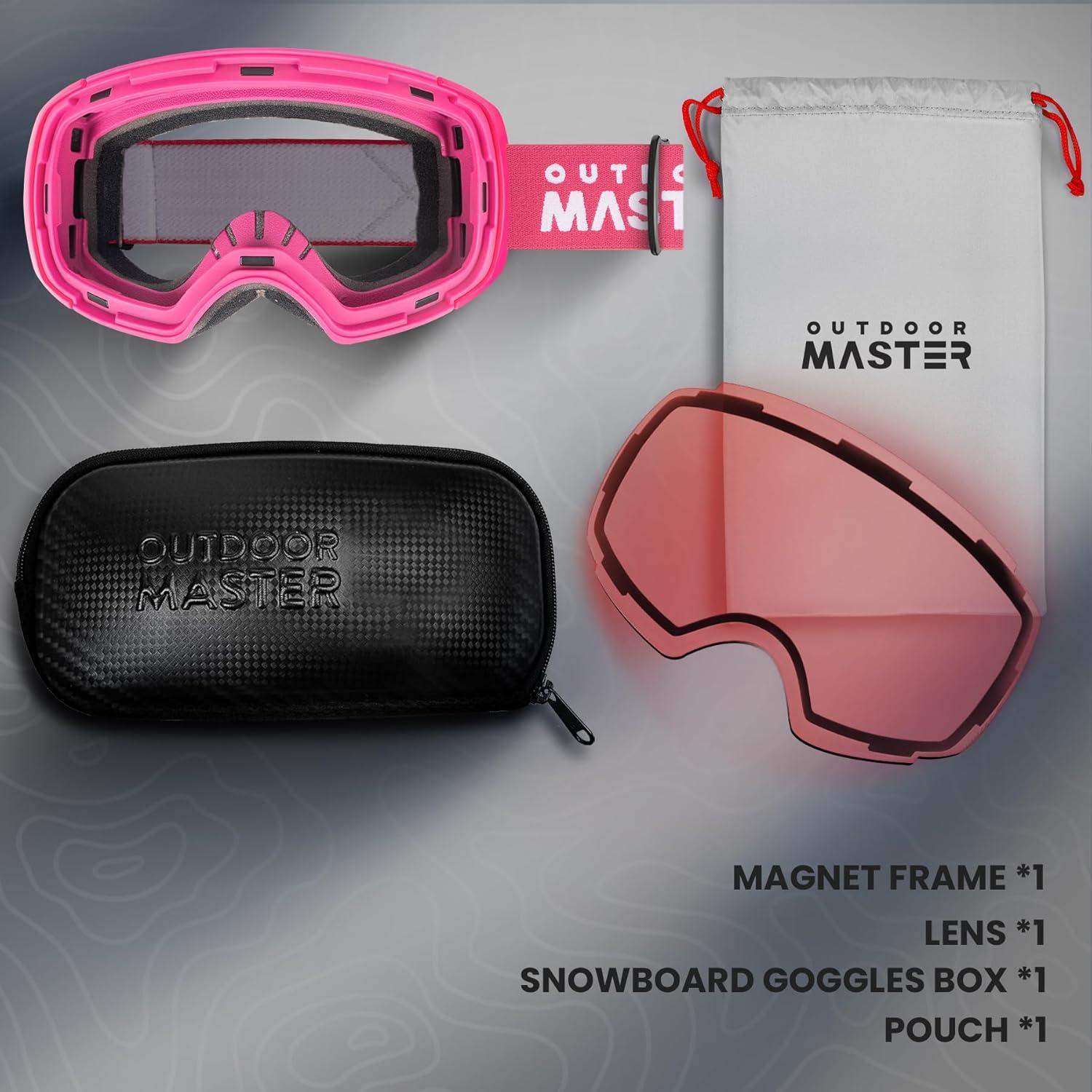 imageOutdoorMaster Ski Goggles PRO Frameless Interchangeable Lens 100 UV400 Protection Snow Goggles for Men ampamp WomenPhotochromic Rose Vlt870