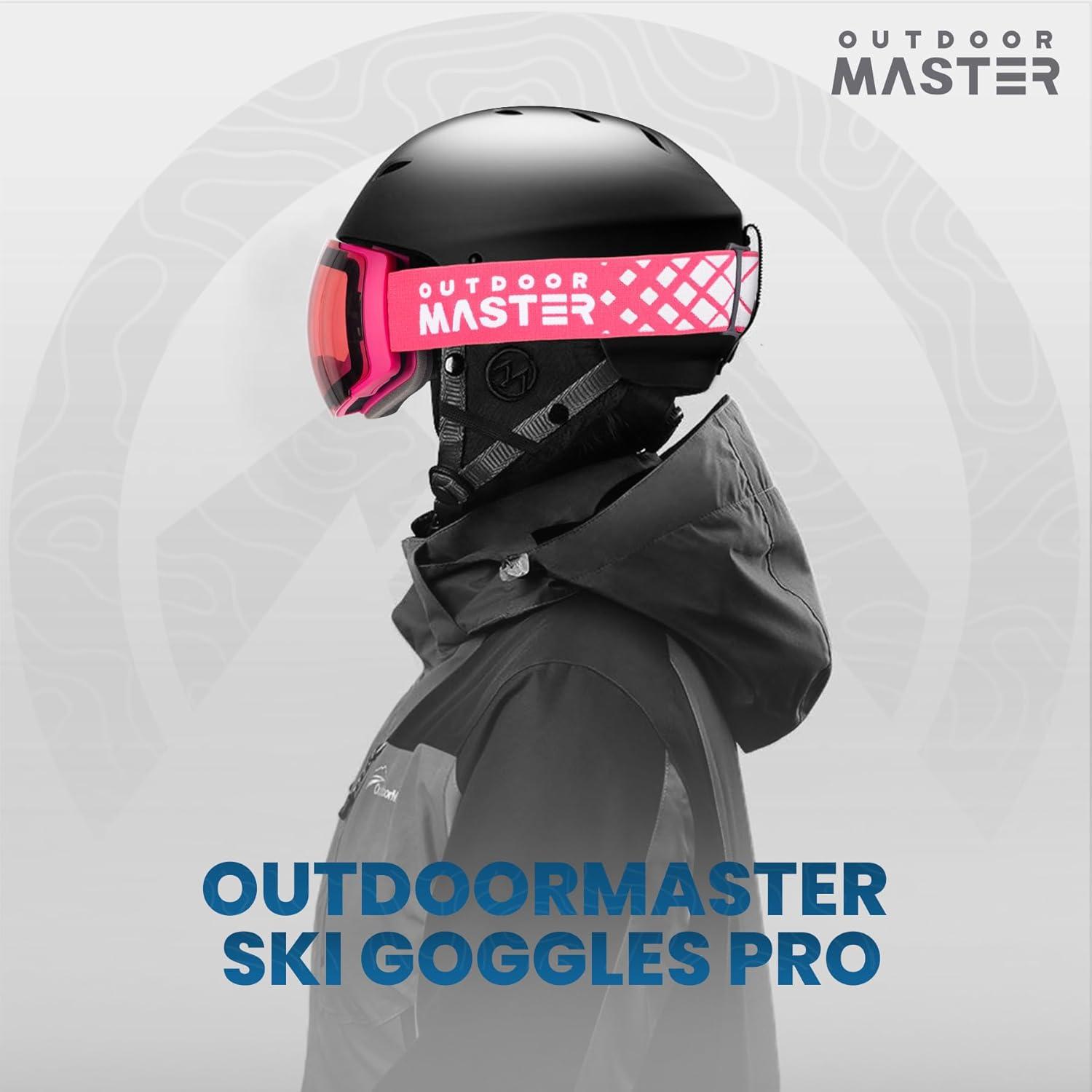 imageOutdoorMaster Ski Goggles PRO Frameless Interchangeable Lens 100 UV400 Protection Snow Goggles for Men ampamp WomenPhotochromic Rose Vlt870