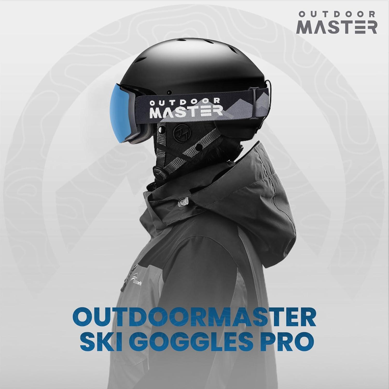 imageOutdoorMaster Ski Goggles PRO Frameless Interchangeable Lens 100 UV400 Protection Snow Goggles for Men ampamp WomenPolarized Sapphire Vlt14