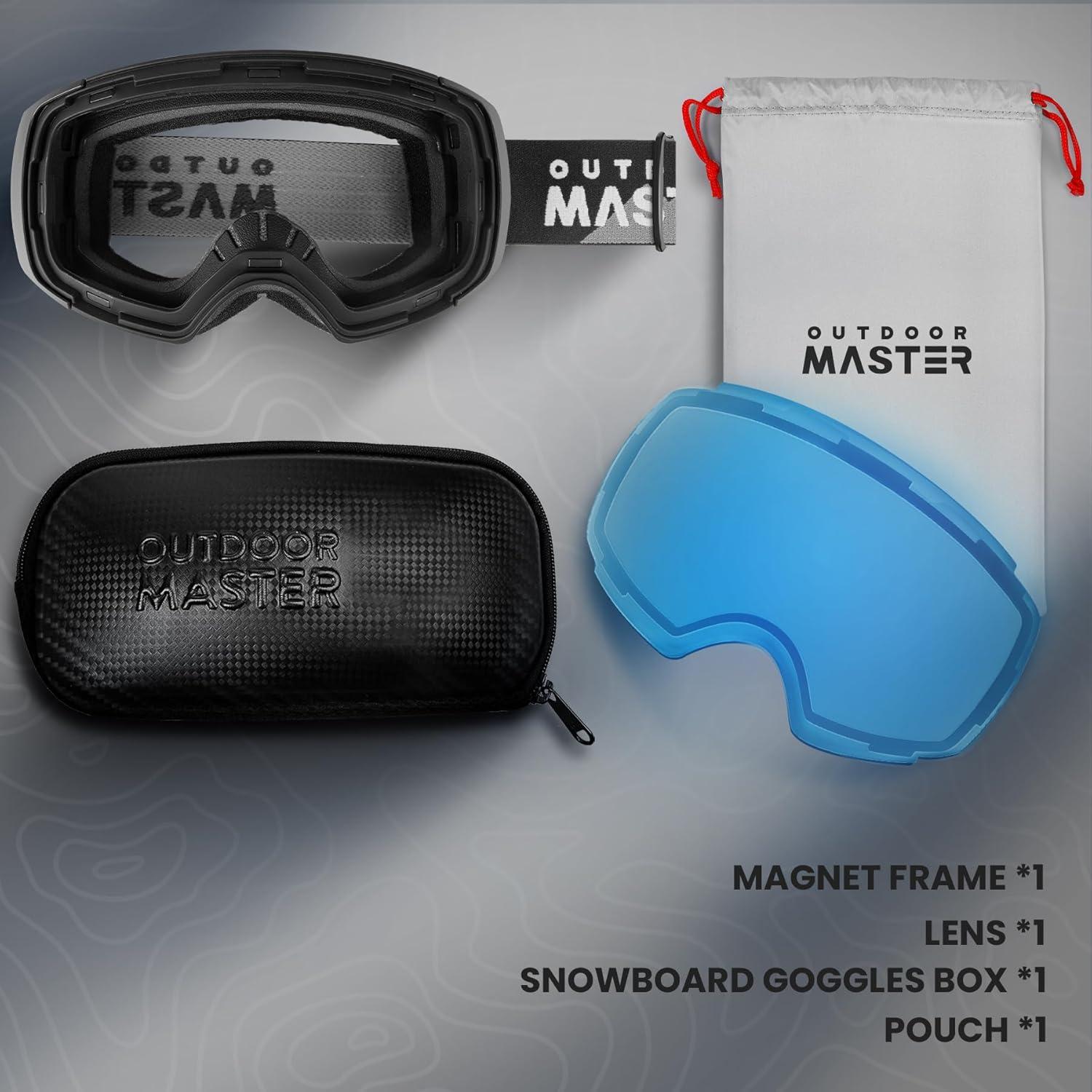 imageOutdoorMaster Ski Goggles PRO Frameless Interchangeable Lens 100 UV400 Protection Snow Goggles for Men ampamp WomenPolarized Sapphire Vlt14