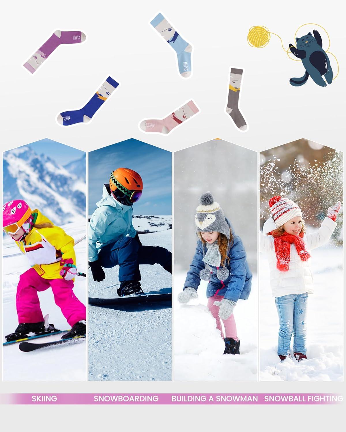 imageOutdoorMaster Ski Socks Snowboarding Socks for Boys ampamp Girls Thermal Winter Warm ampamp Breathable Over The Calf NonSlip CuffA Purplegray