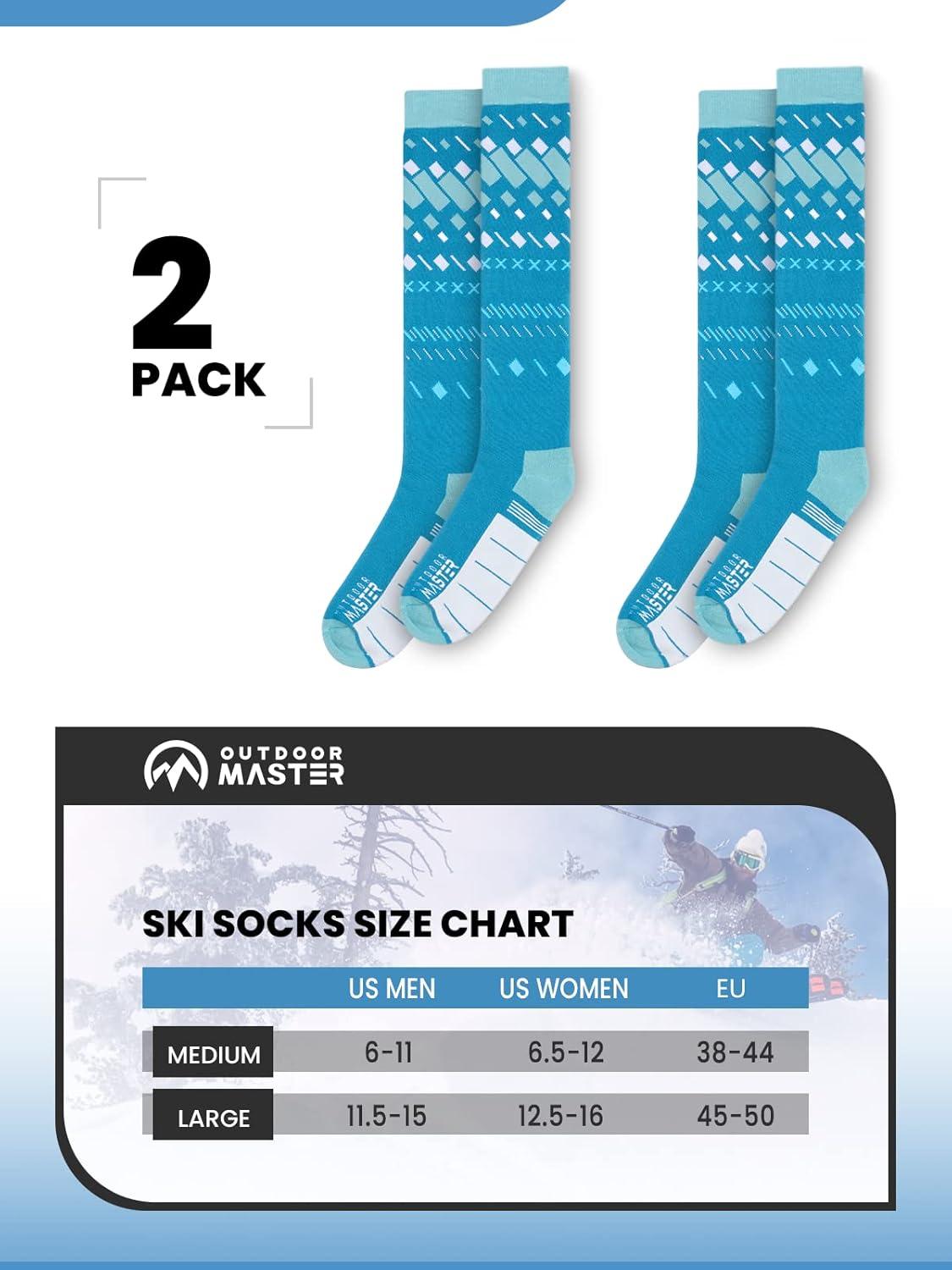 imageOutdoorMaster Ski Socks Snowboarding Socks for Men ampamp Women Thermal Winter Warm ampamp Breathable Over The Calf NonSlip CuffGreen