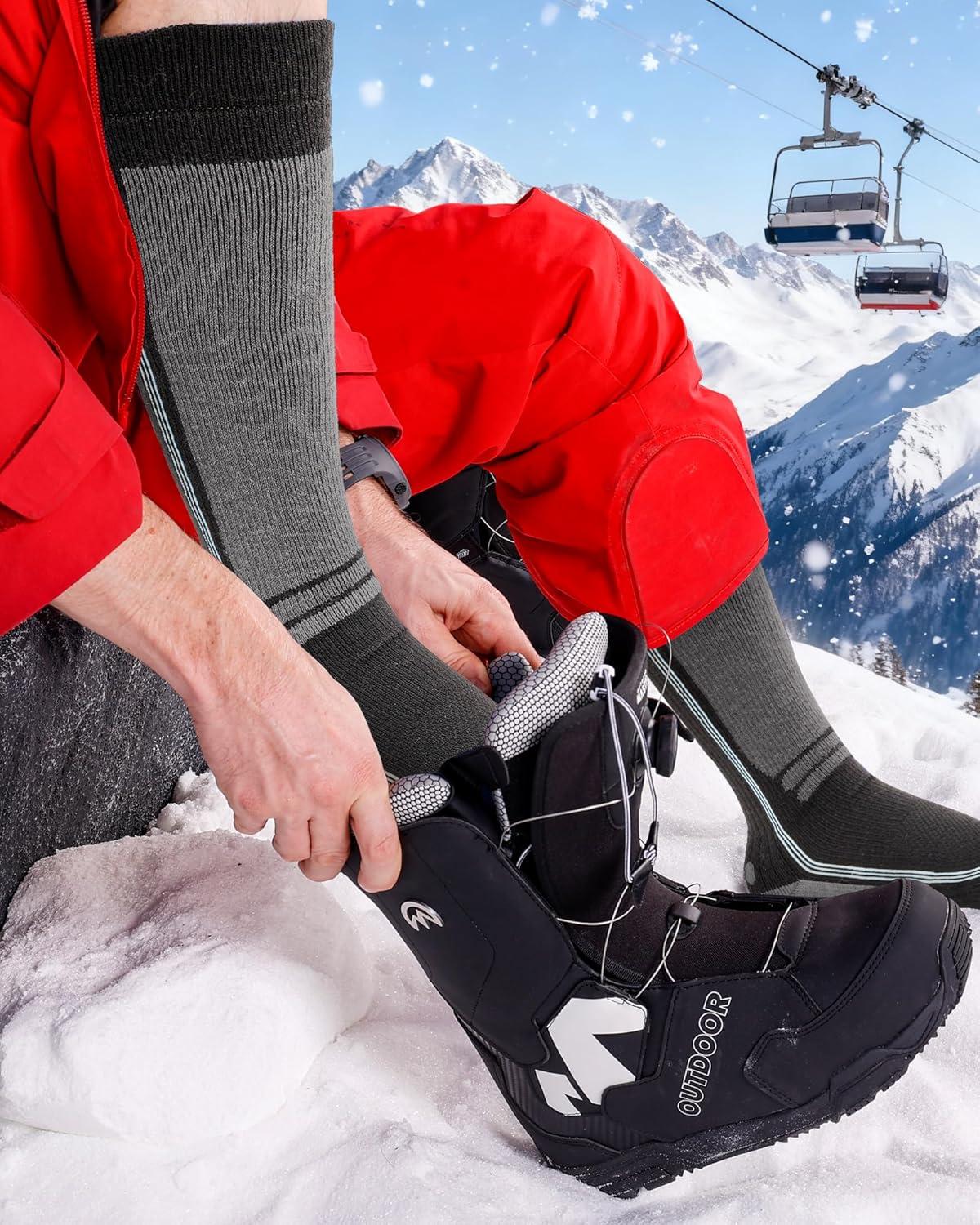 imageOutdoorMaster Thermolite Merino Wool Ski Socks Compression Thermal Snowboarding Socks for Men ampamp Women Cold WeatherGray