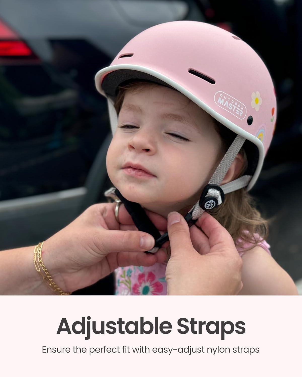 imageOutdoorMaster Toddler Helmet Toddler Bike Helmet Bike Helmet for Youth Boys ampamp Girls Kids Helmet with Visor Dial Fit Adjustment Ventilation MultiSport Helmet for Bicycle Skate Scooter LongboardPower Pink