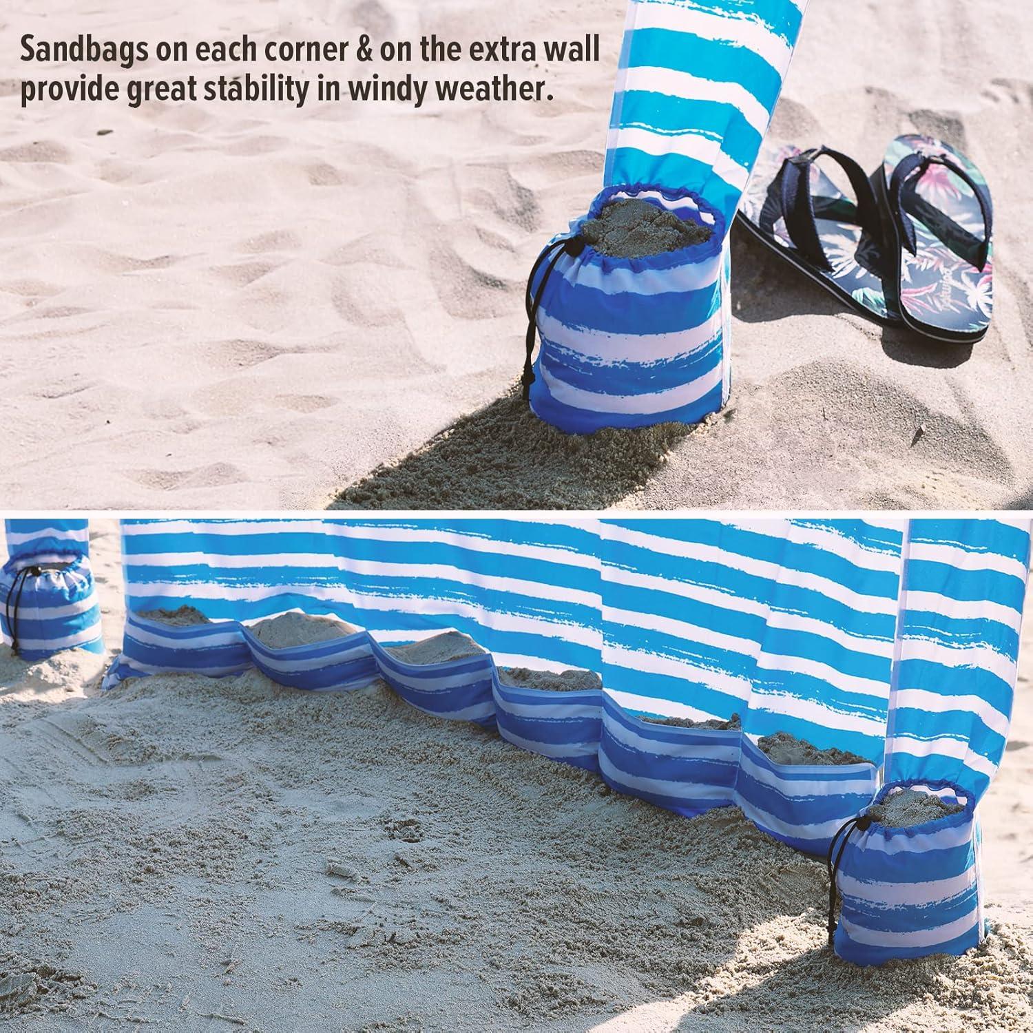 imageQipi Beach Cabana Easy to Set Up Canopy Waterproof Portable 6 x 6 Beach Shelter Included Side Wall Shade with UPF 50 UV Protection Ultimate Sun Umbrella for Kids Family ampamp FriendsSiesta Beach