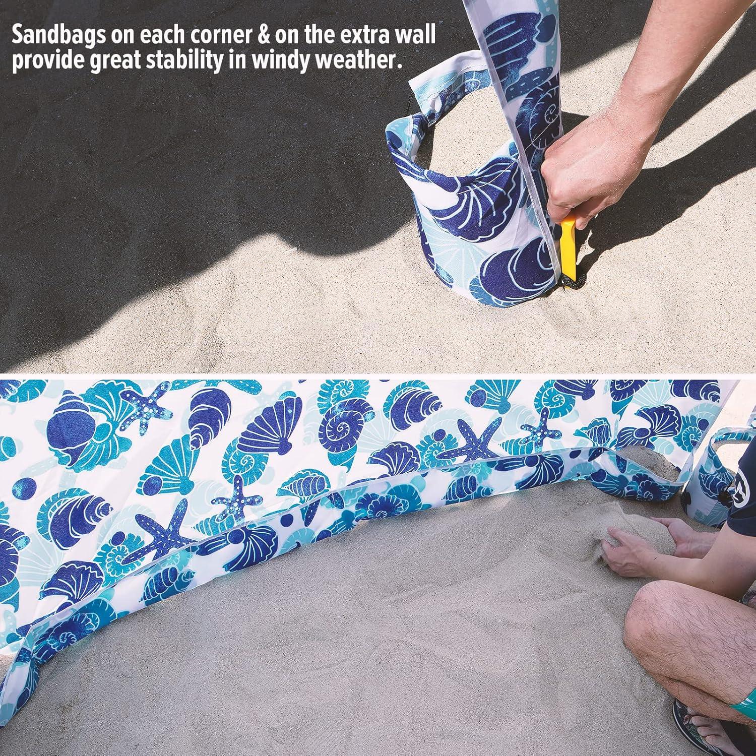 imageQipi Beach Cabana Easy to Set Up Canopy Waterproof Portable 6 x 6 Beach Shelter Included Side Wall Shade with UPF 50 UV Protection Ultimate Sun Umbrella for Kids Family ampamp FriendsSea Life