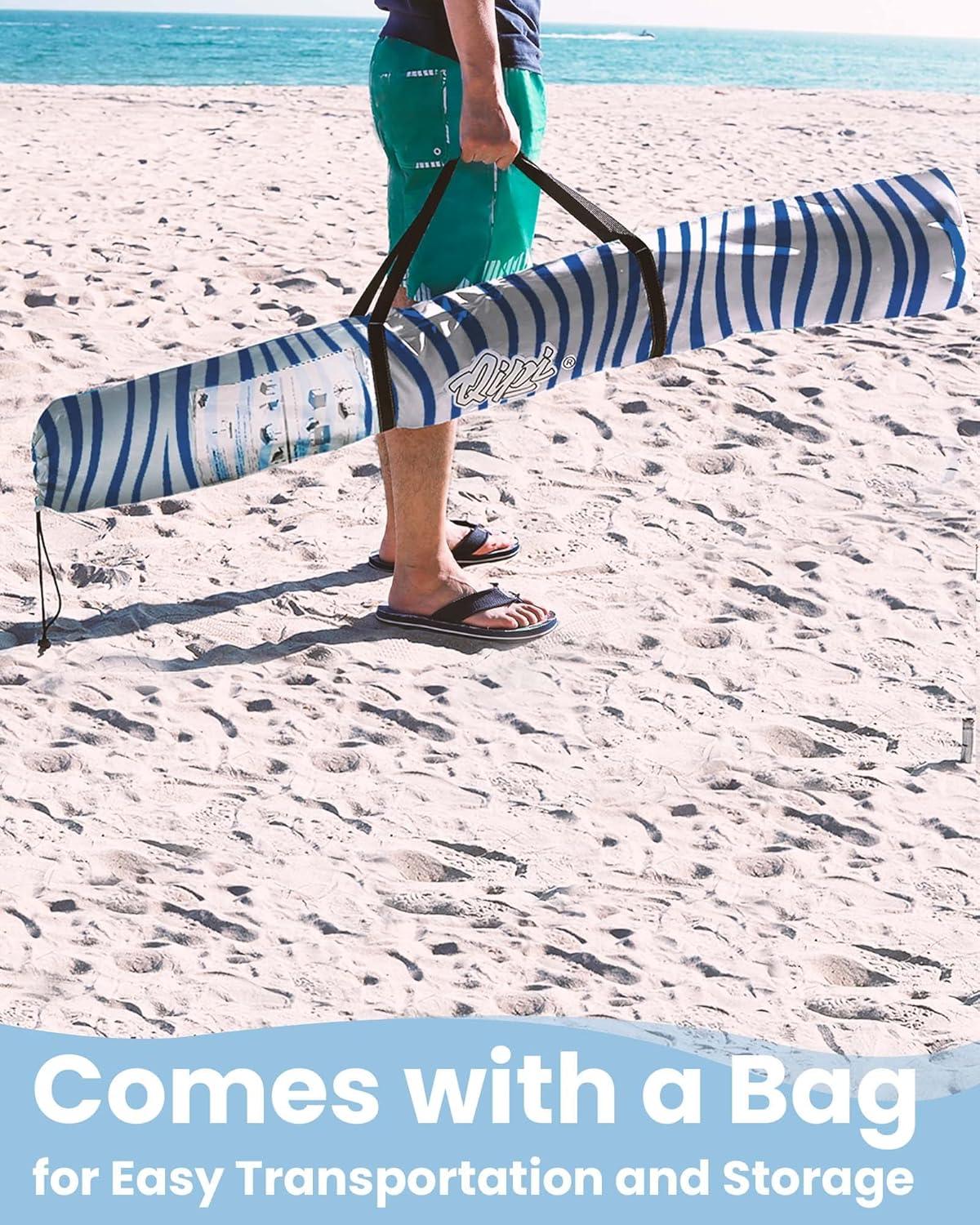 imageQipi Beach Cabana Easy to Set Up Canopy Waterproof Portable 6 x 6 Beach Shelter Included Side Wall Shade with UPF 50 UV Protection Ultimate Sun Umbrella for Kids Family ampamp FriendsSilverthorne Wavea