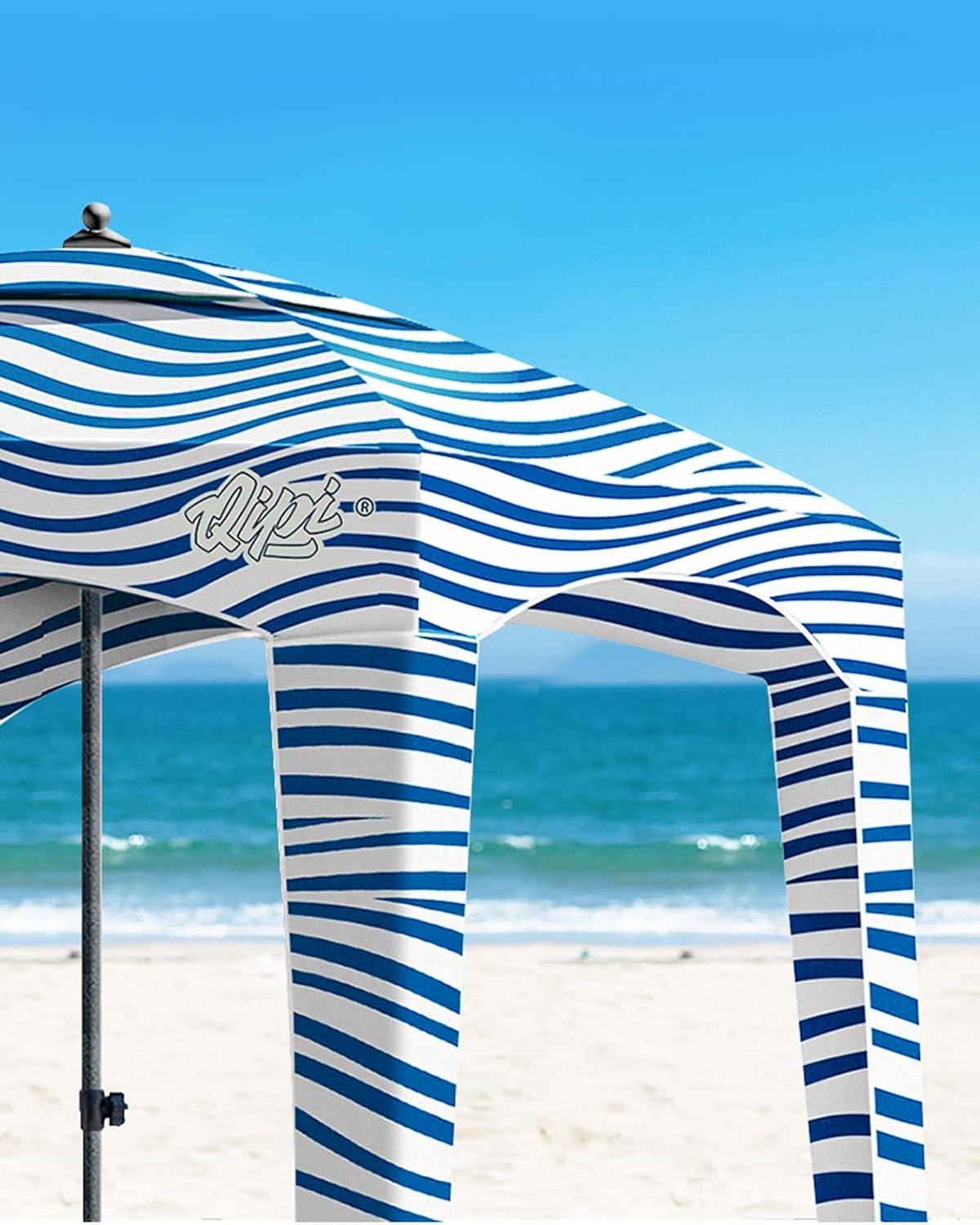imageQipi Beach Cabana Easy to Set Up Canopy Waterproof Portable 6 x 6 Beach Shelter Included Side Wall Shade with UPF 50 UV Protection Ultimate Sun Umbrella for Kids Family ampamp FriendsSilverthorne Wavea
