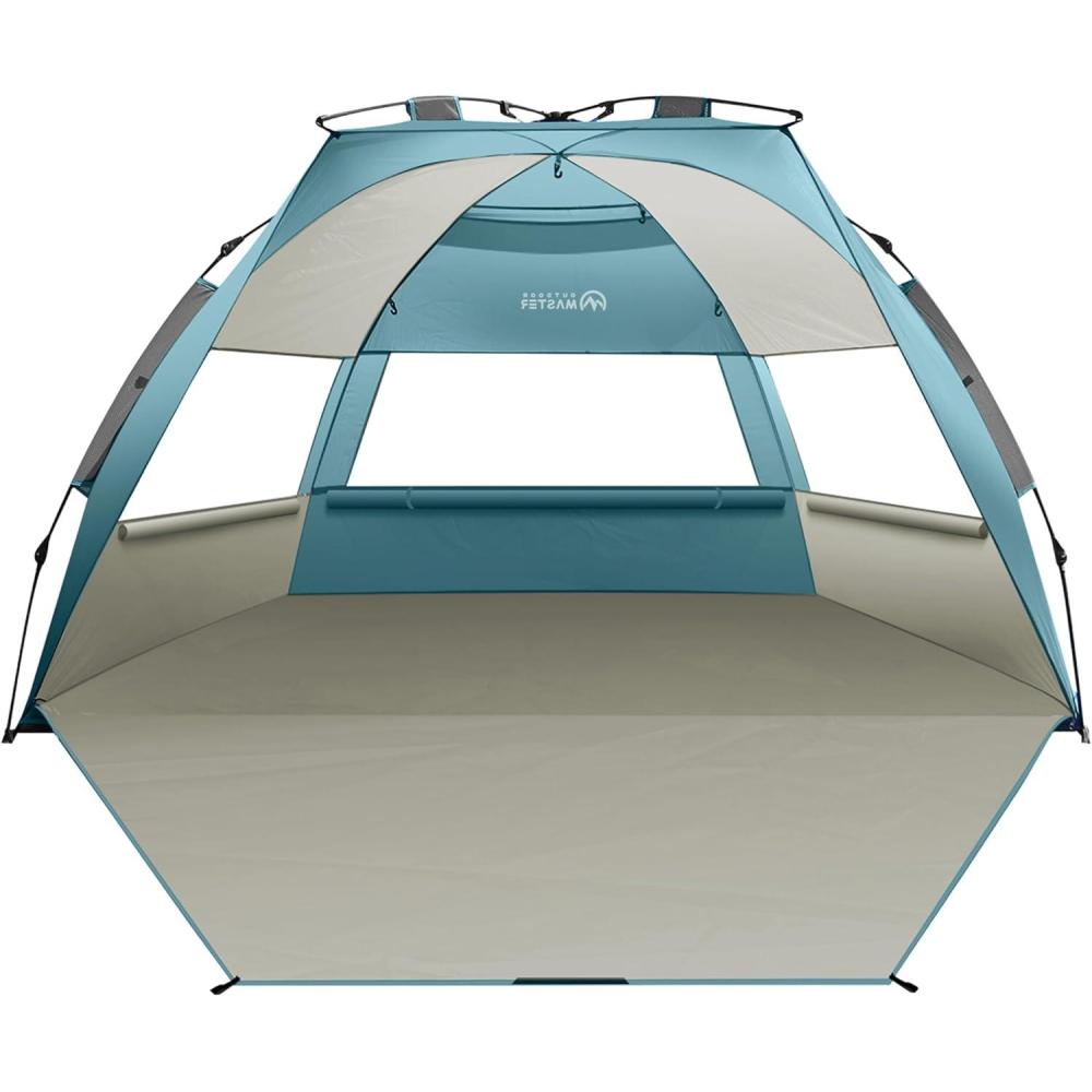 imageOutdoorMaster Beach Tent Sun Shelter for 34 Person Pop Up Beach Tent Easy Setup with Sandbags Portable Sun Shade Canopy with Carrying Bag for Beach ampamp Outdoor UPF50 UV Protection Family SizeCancun Seashore