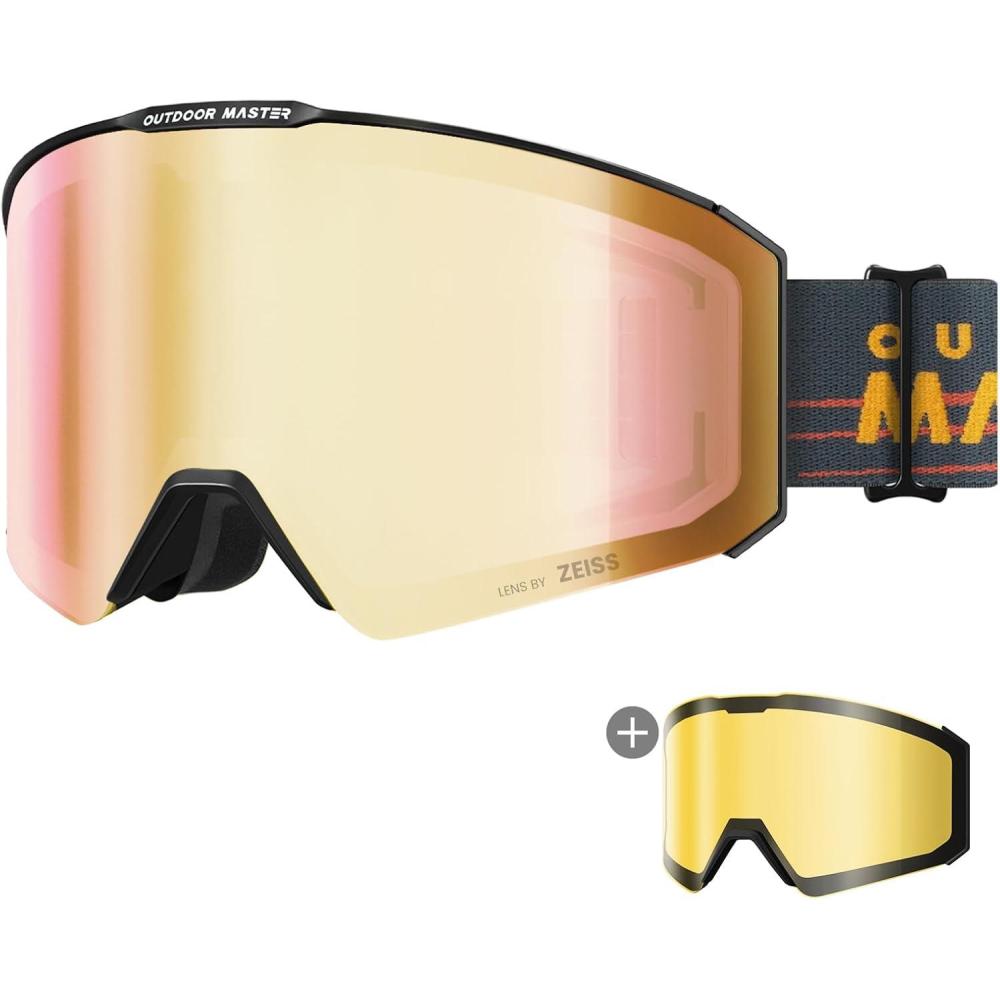 imageOutdoorMaster Falcon Ski Goggles Lens by ZEISS OTG Snowboard Goggles Antifog Magnetic Interchangeable Lens Snow GogglesAhydrorose Vlt 19  Yellowlens