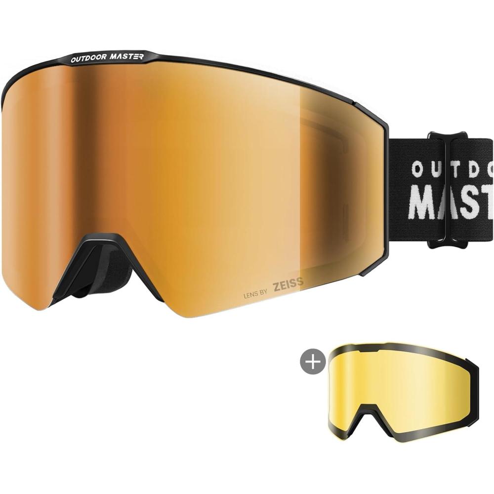 imageOutdoorMaster Falcon Ski Goggles Lens by ZEISS OTG Snowboard Goggles Antifog Magnetic Interchangeable Lens Snow GogglesAorangebronze Vlt 16  Yellowlens