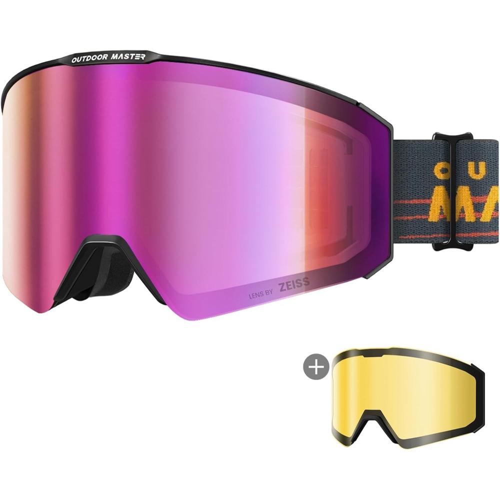 imageOutdoorMaster Falcon Ski Goggles Lens by ZEISS OTG Snowboard Goggles Antifog Magnetic Interchangeable Lens Snow GogglesAorchid Vlt 21 Yellowlens