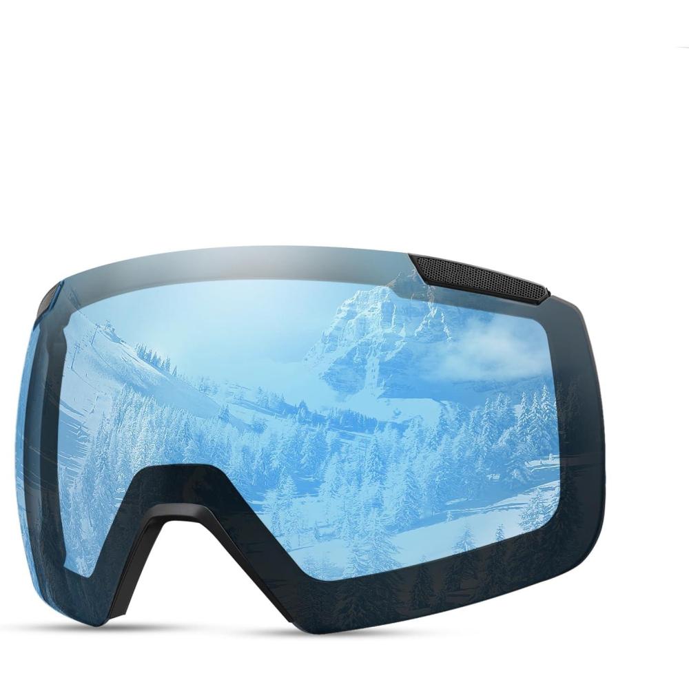 imageOutdoorMaster Heron Ski Goggles with 2 Lens Frameless Magnetic Interchangeable HD Toric Lens OTG Snowboard GogglesLenslightblue Vlt 60