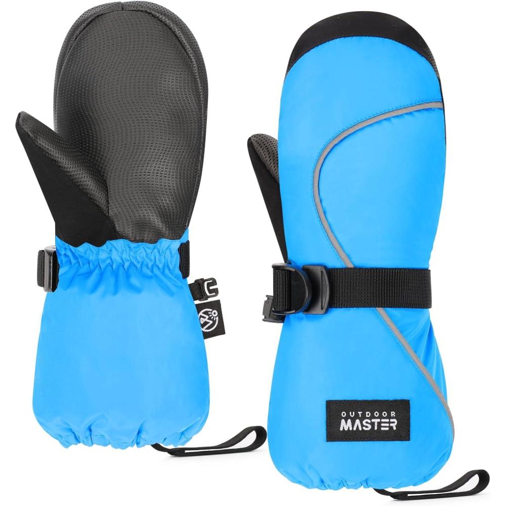 imageOutdoorMaster Kids Ski Mittens Ski Winter Waterproof Thermal Snow Gloves for Boys ampamp Girls Skiing Snowboard Winter SportsSky Blue