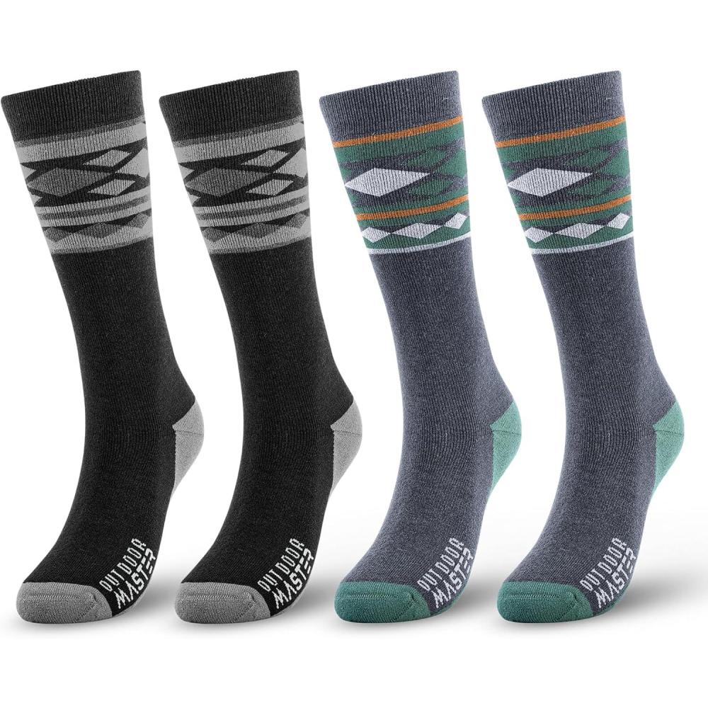 imageOutdoorMaster Merino Wool Ski Socks for Men ampamp Women Unisex Thermal Winter Warm Snowboarding Socks for Cold WeatherA2black2gray