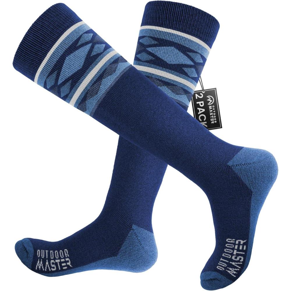 imageOutdoorMaster Merino Wool Ski Socks for Men ampamp Women Unisex Thermal Winter Warm Snowboarding Socks for Cold WeatherAblue