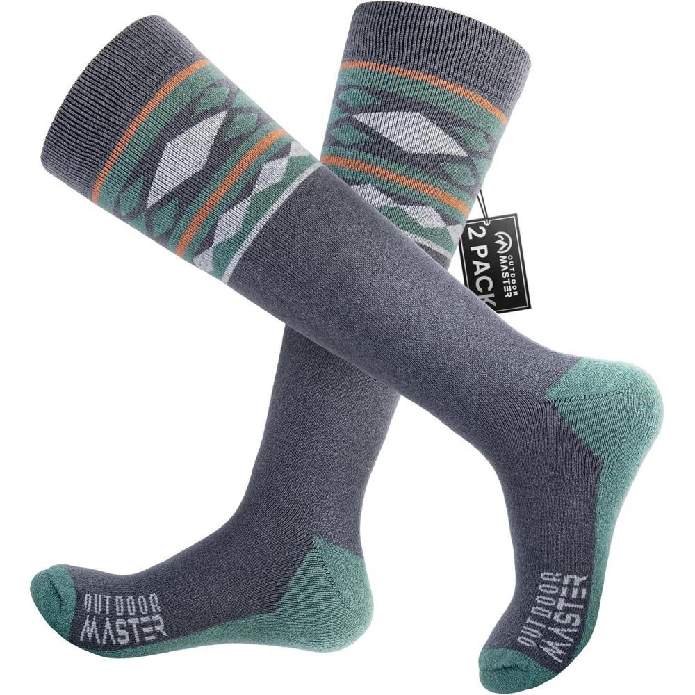 imageOutdoorMaster Merino Wool Ski Socks for Men ampamp Women Unisex Thermal Winter Warm Snowboarding Socks for Cold WeatherAgray