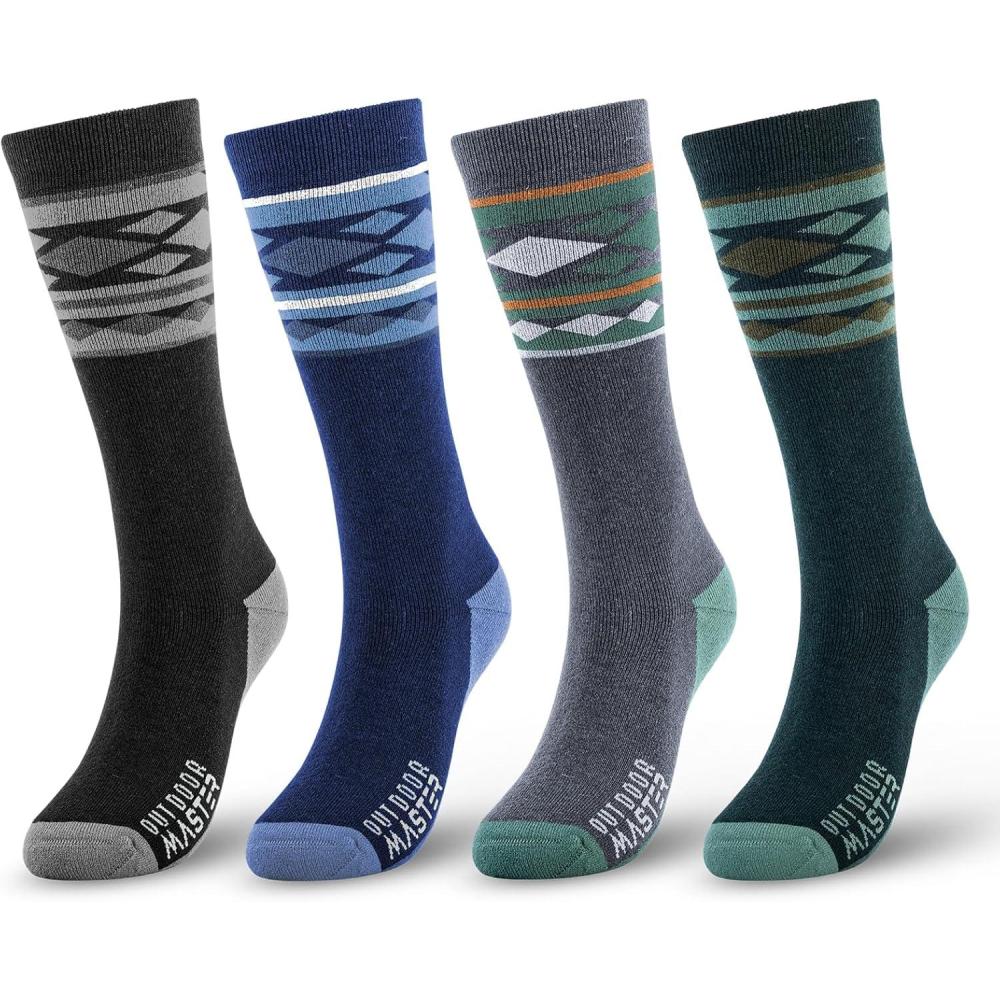imageOutdoorMaster Merino Wool Ski Socks for Men ampamp Women Unisex Thermal Winter Warm Snowboarding Socks for Cold WeatherAgrayblackbluegreen