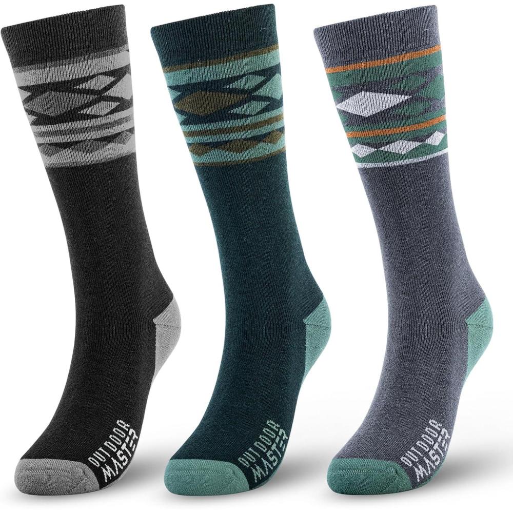 imageOutdoorMaster Merino Wool Ski Socks for Men ampamp Women Unisex Thermal Winter Warm Snowboarding Socks for Cold WeatherAgrayblackgreen