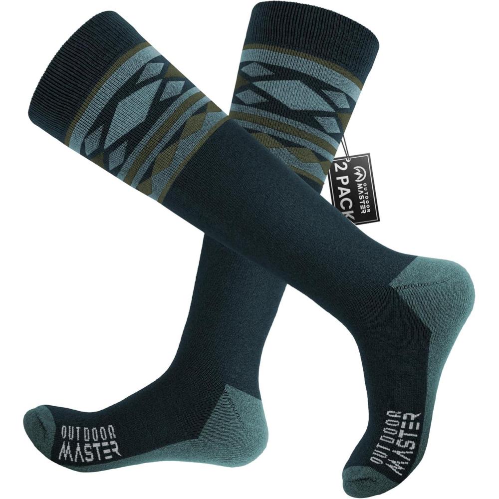 imageOutdoorMaster Merino Wool Ski Socks for Men ampamp Women Unisex Thermal Winter Warm Snowboarding Socks for Cold WeatherAgreen