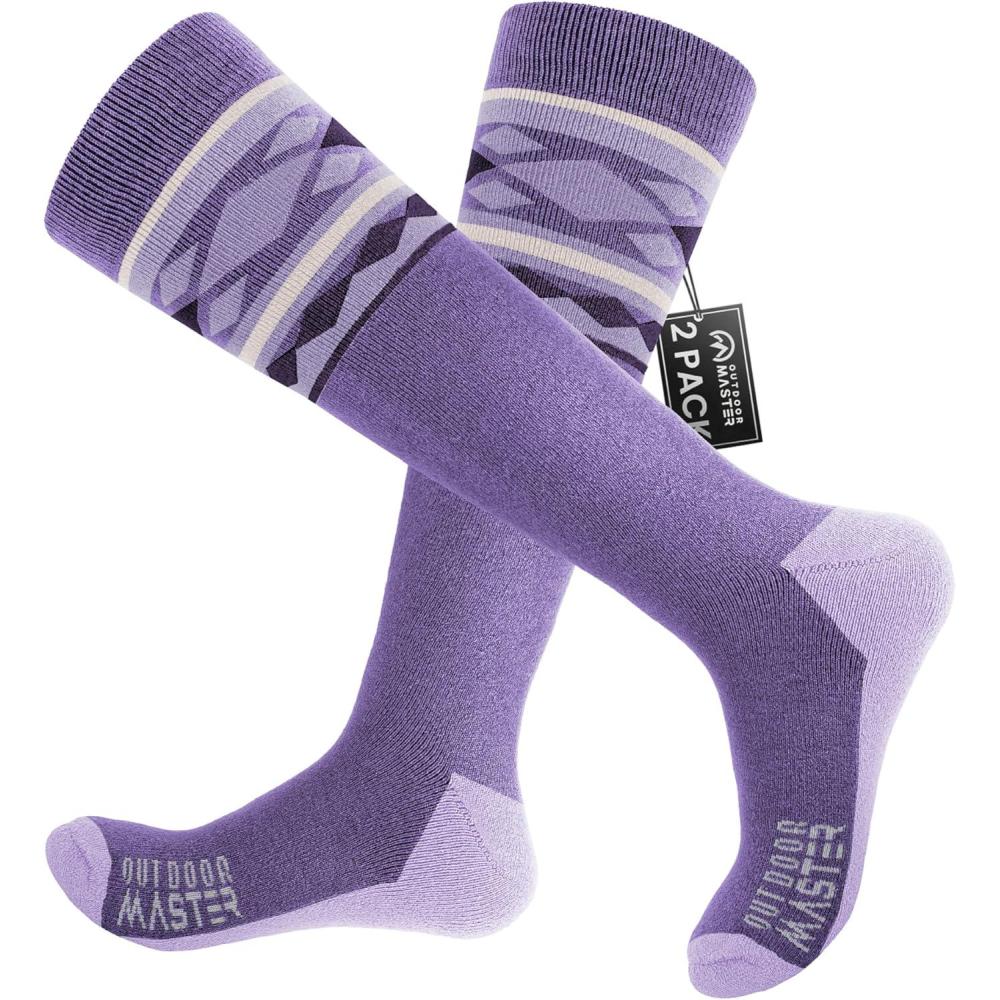imageOutdoorMaster Merino Wool Ski Socks for Men ampamp Women Unisex Thermal Winter Warm Snowboarding Socks for Cold WeatherApurple